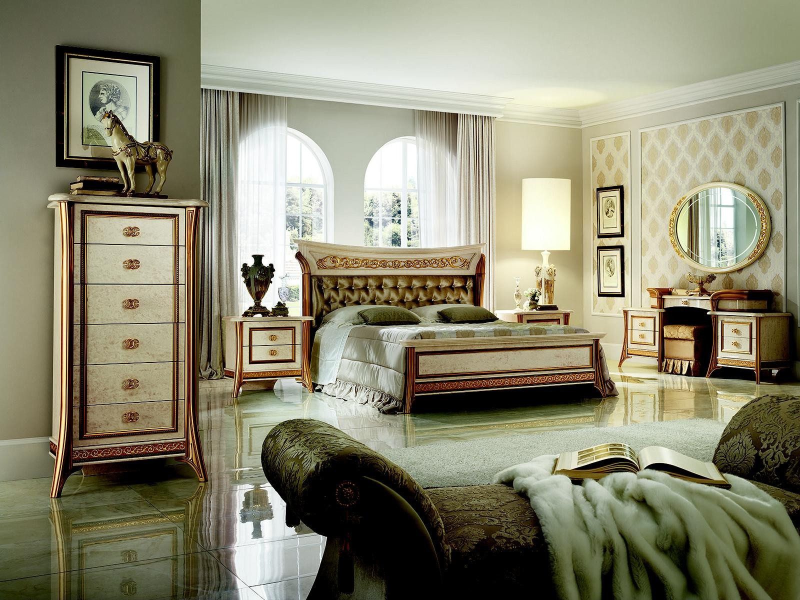Xlmoebel Komplettschlafzimmer Barock Rokoko Schlafzimmer Set mit Bett, Nachttisch und Kommode, Made in Europa