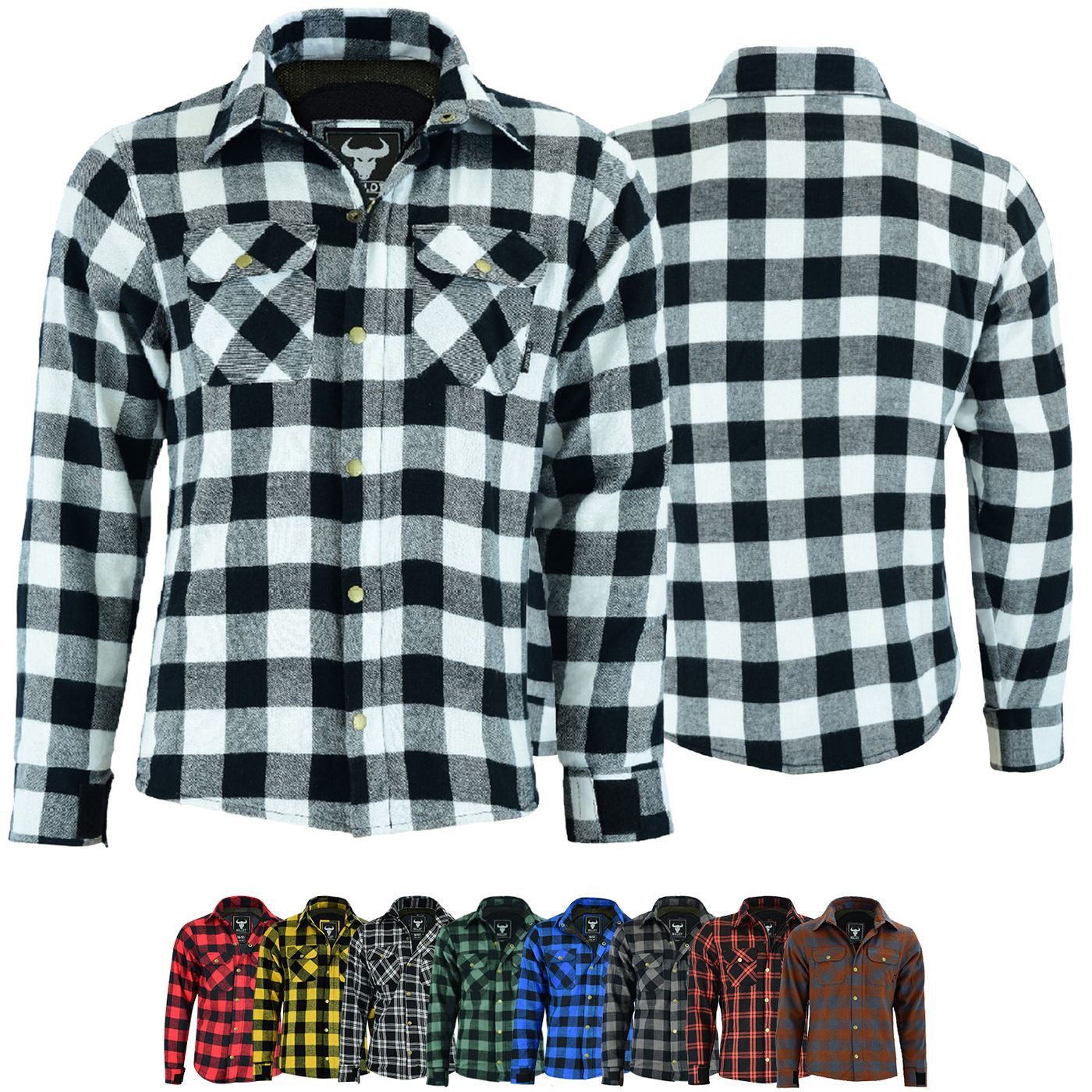 BULLDT Motorradjacke BLD1201 (mit 4 CE-Protektoren) BULLDT Herren Motorradhemd Holzfäller-Look Hemd