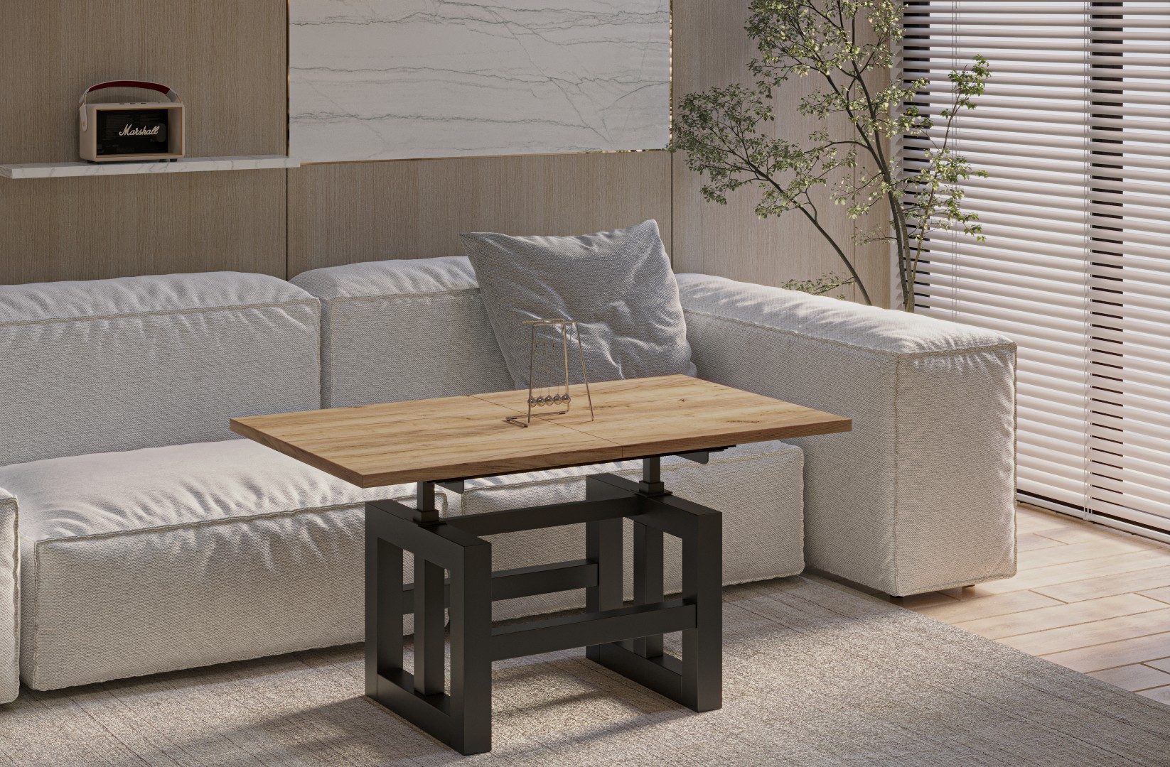 Endo-Moebel Couchtisch Couchtisch Lili - ausziehbar 110-170cm und höhenverstellbar Doppellift, Metall, Couch- & Esstisch, Funktionstisch, modern Design, umwandelbar