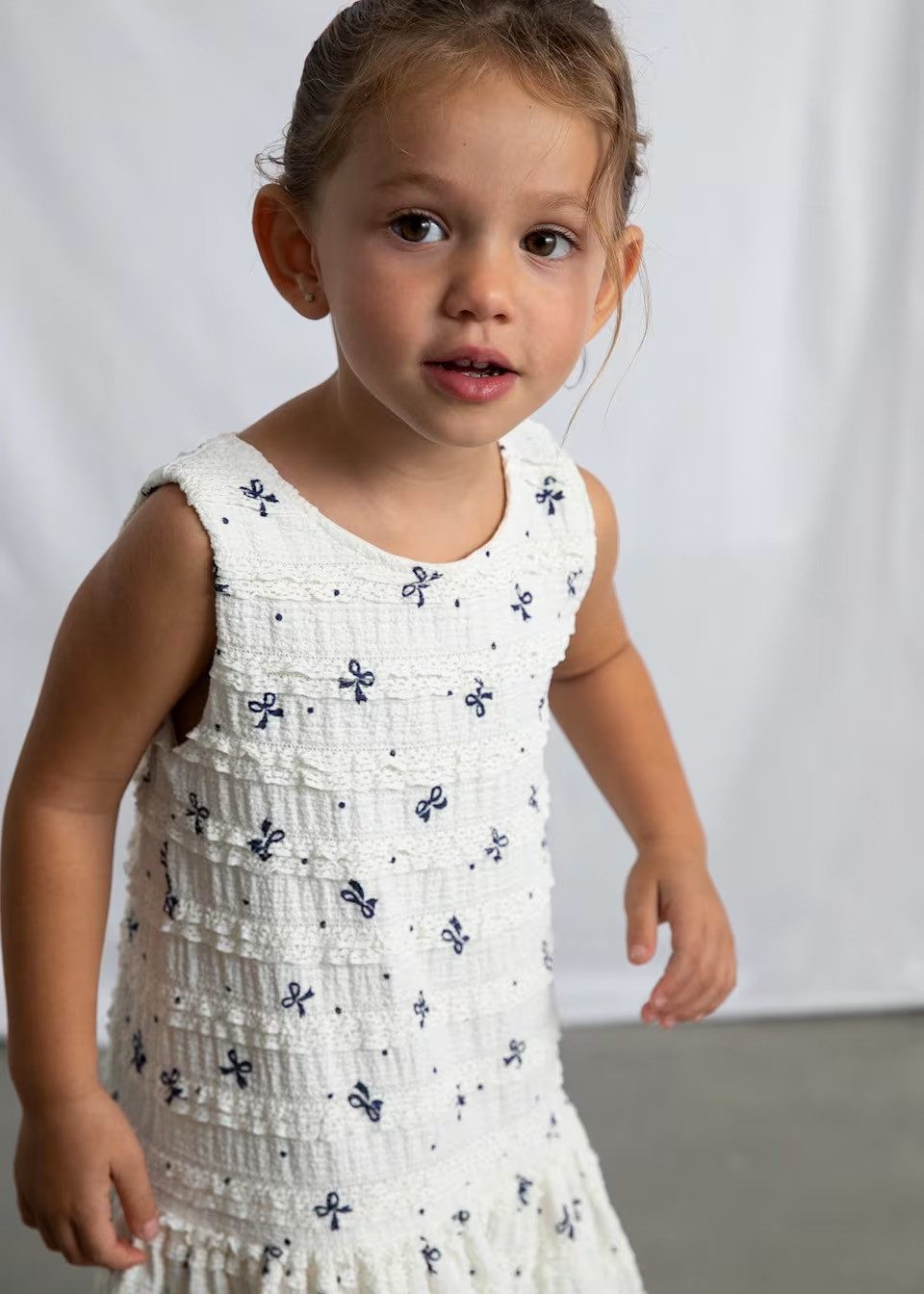 Mayoral Sommerkleid Mädchen Kleid bestickt Weiß mit Schleifen (394527)