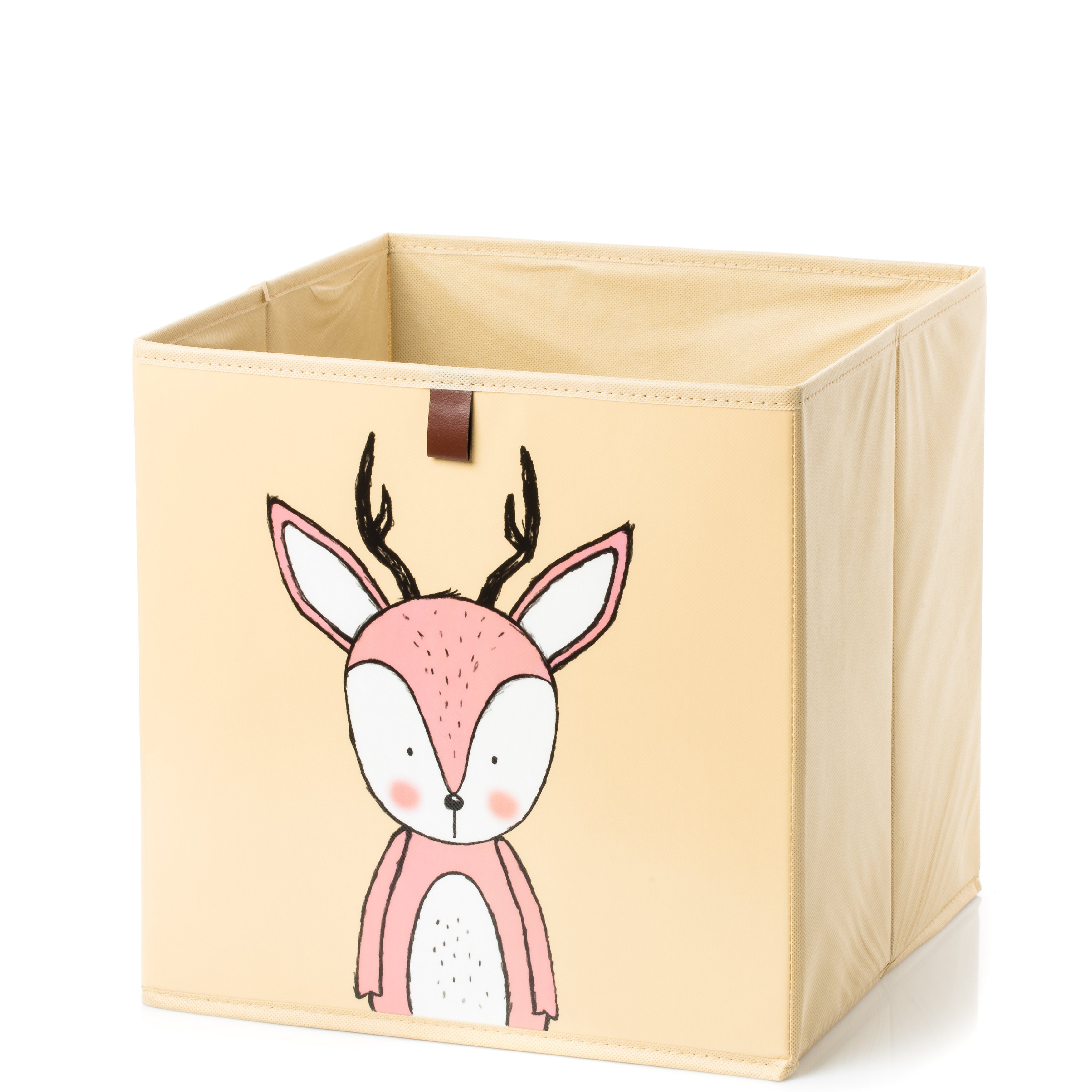 Centi Faltbox Aufbewahrungsboxen, Kallax Boxen (Set, 3 St., 33cm x 33cm x 33 cm beige), mit Schlaufe zum Herausziehen und 3 Motiven