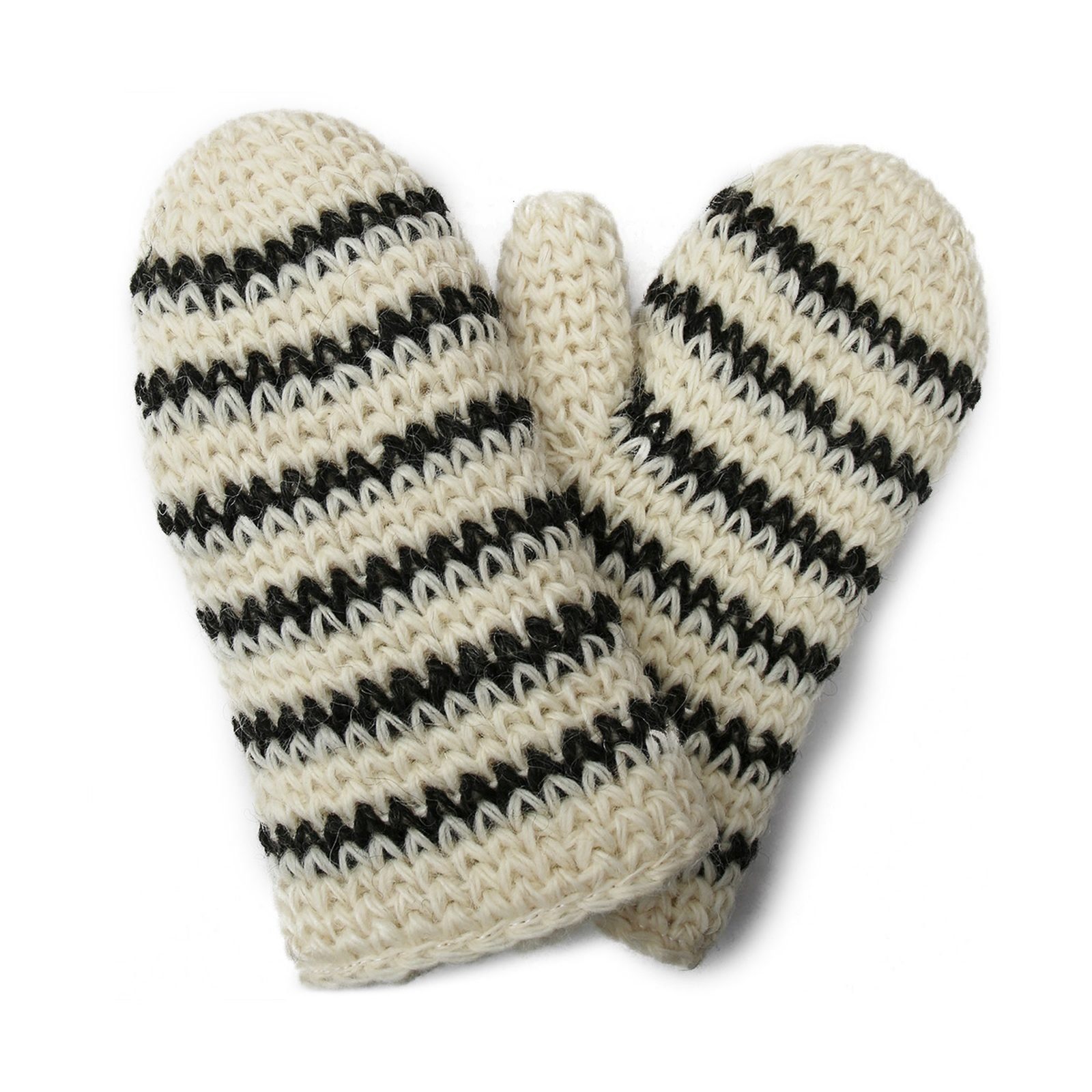 Hollert Strickhandschuhe 5 gefüttert Modell Winter Unisex Fäustlinge Handgestrickte Fausthandschuhe Streifen