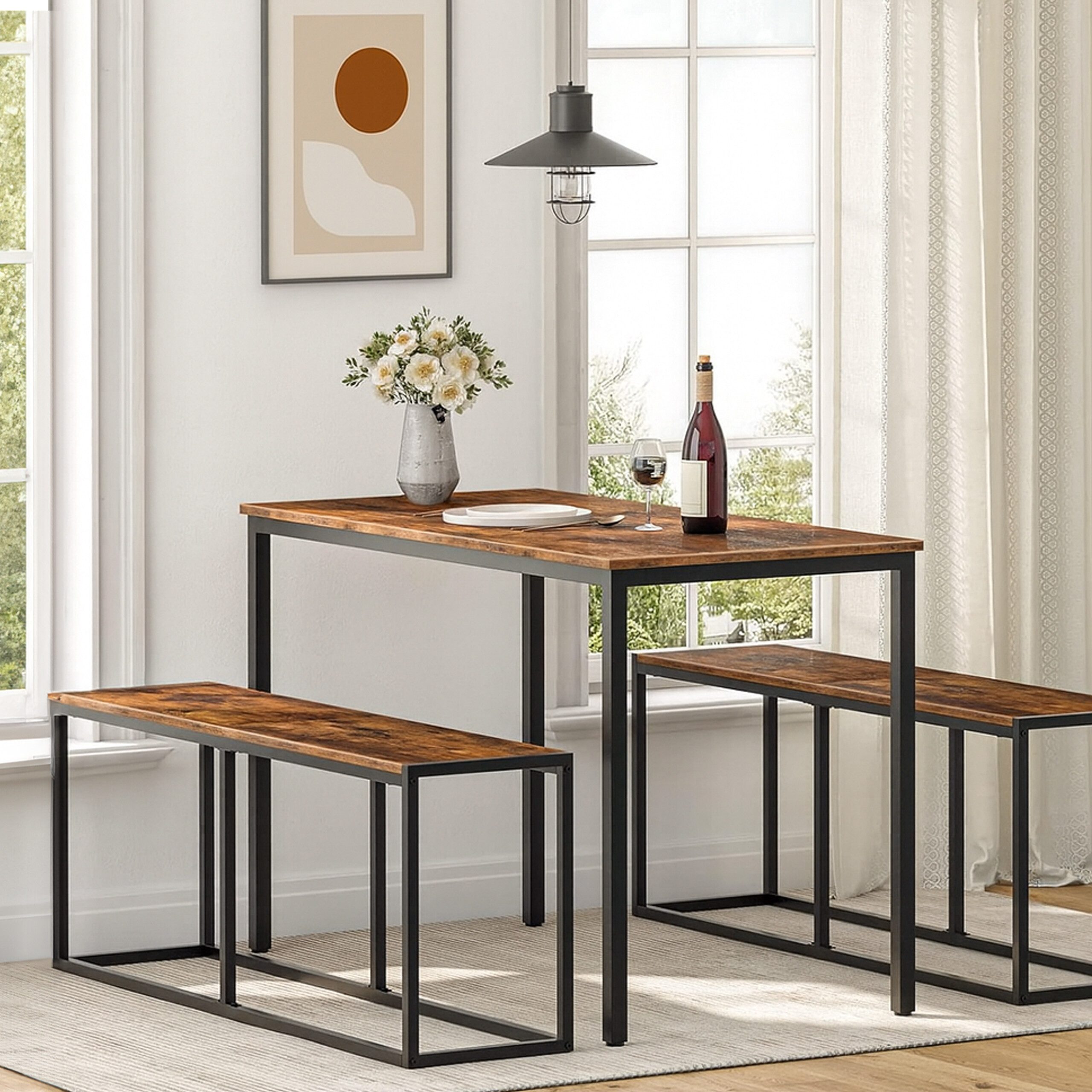 relaxdays Essbank Sitzbank Esszimmer Industrial 120 cm, dunkelbraun günstig online kaufen