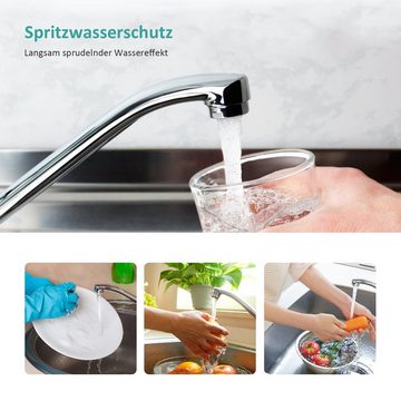 EMKE Küchenarmatur Küchenarmatur mit Hebel, Einhebel-Mischbatterie für Küche Waschbecken 360 ° Drehbar Wasserhahn Küche,Heißer und Kalter Schlauch,Chrom