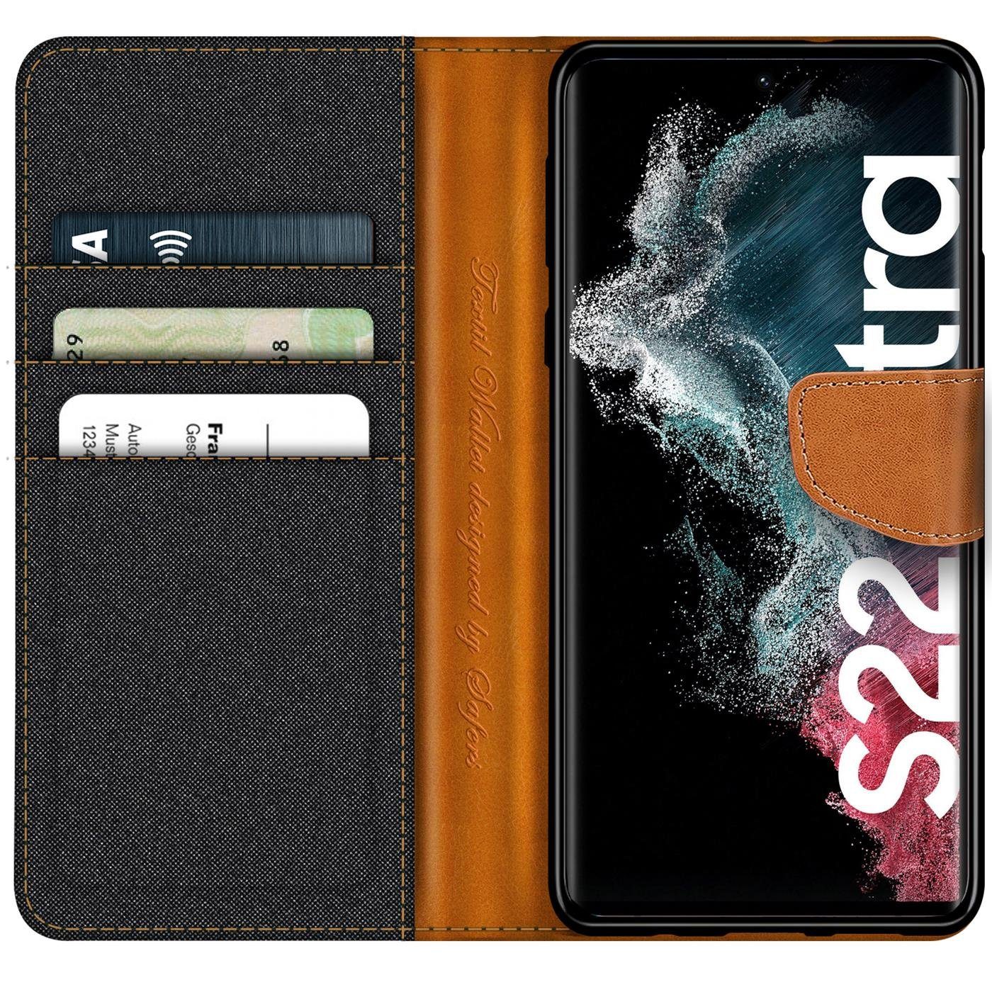 CoolGadget Handyhülle Flip Case Wallet Cover Book Tasche für Samsung Galaxy S22 Ultra 6,8 Zoll, Handy Tasche mit Kartenfach Book Schutzhülle – Bild 2 von 5