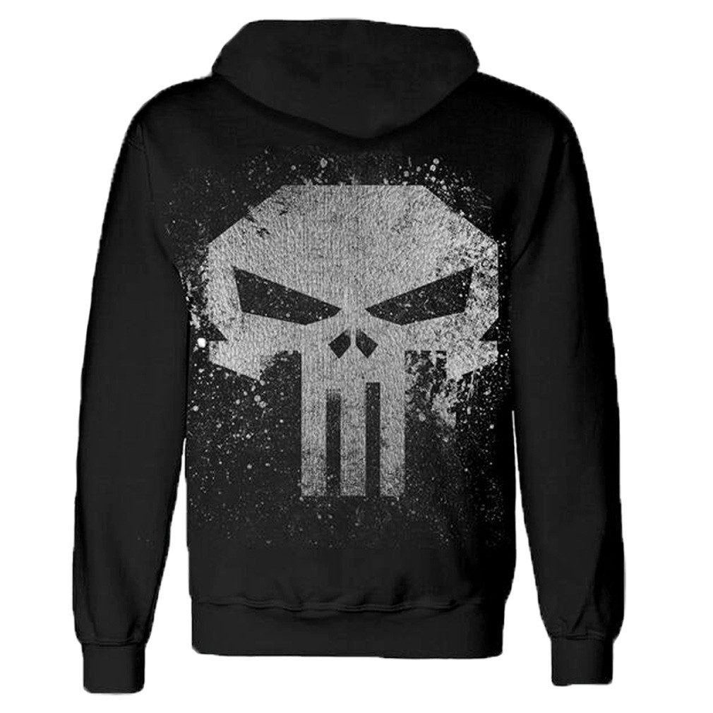 Punisher Hoodie Skull With Metallic Ink Hoodie Marvel Comics