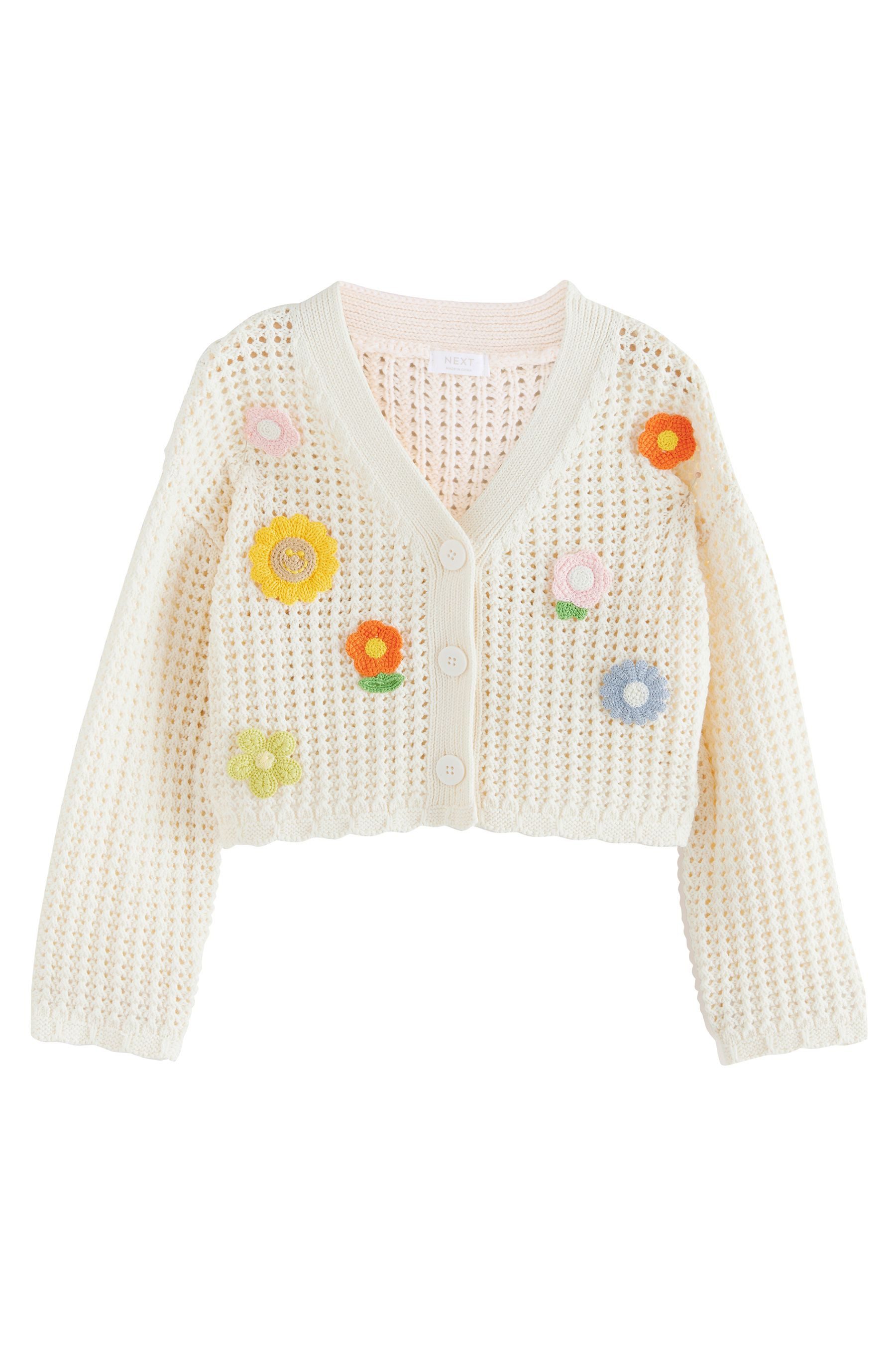 Next Strickjacke Strickjacke mit gehäkelten Blumen günstig online kaufen