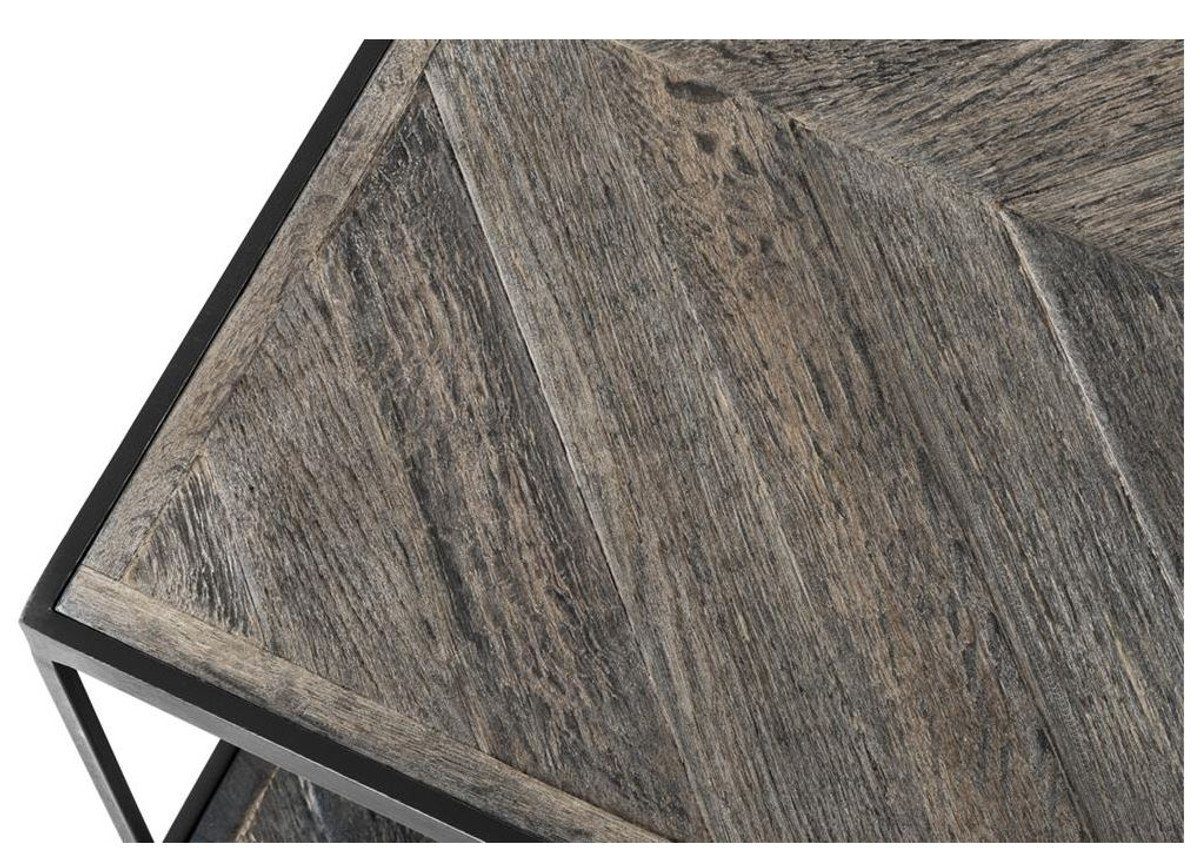 Casa Padrino Beistelltisch Designer Beistelltisch Eichenholz - aus verwittertem Stahl verzinktem Luxus Kollektion und