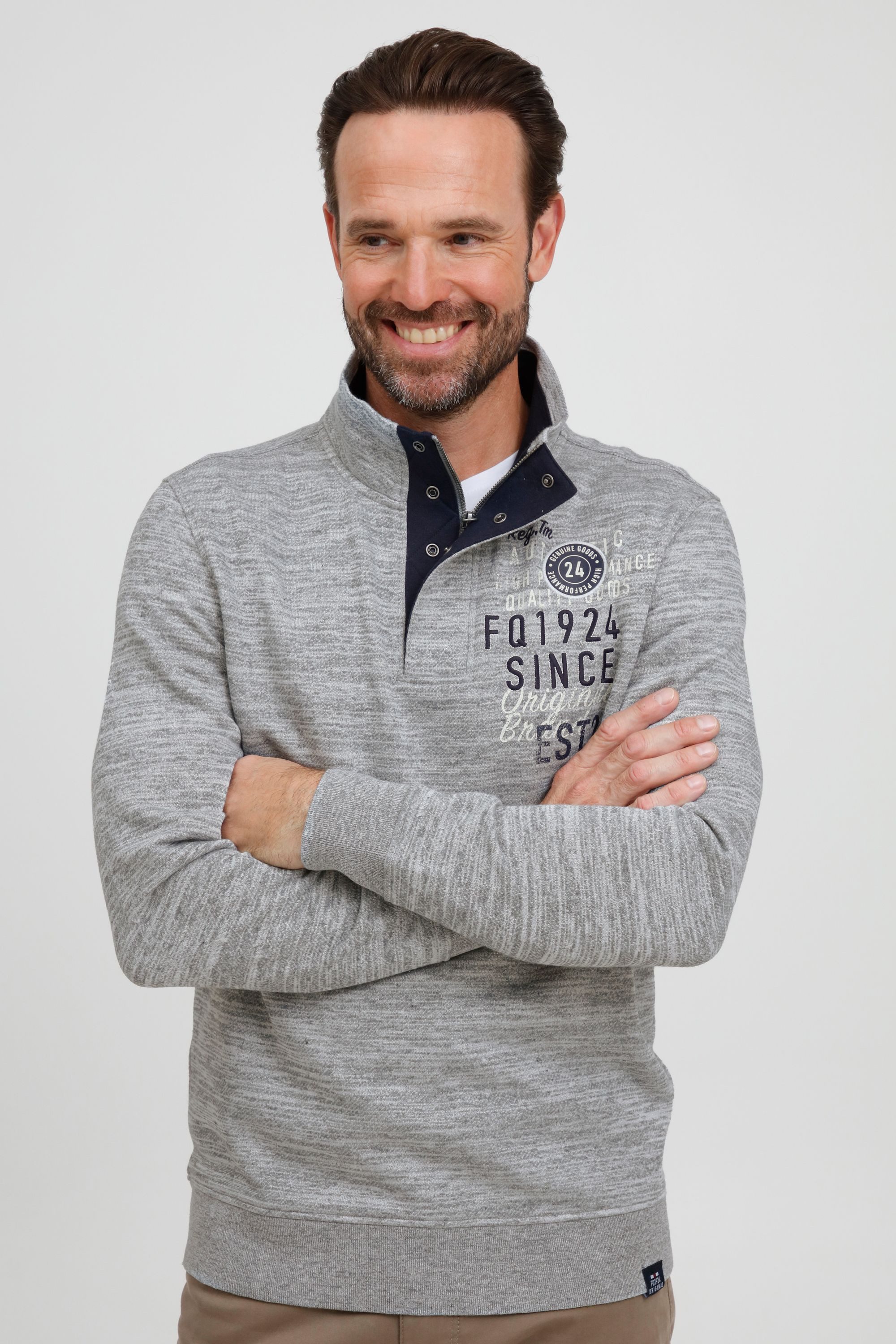 FQ1924 Troyer FQGudmund Modischer Strickpullover mit Print günstig online kaufen