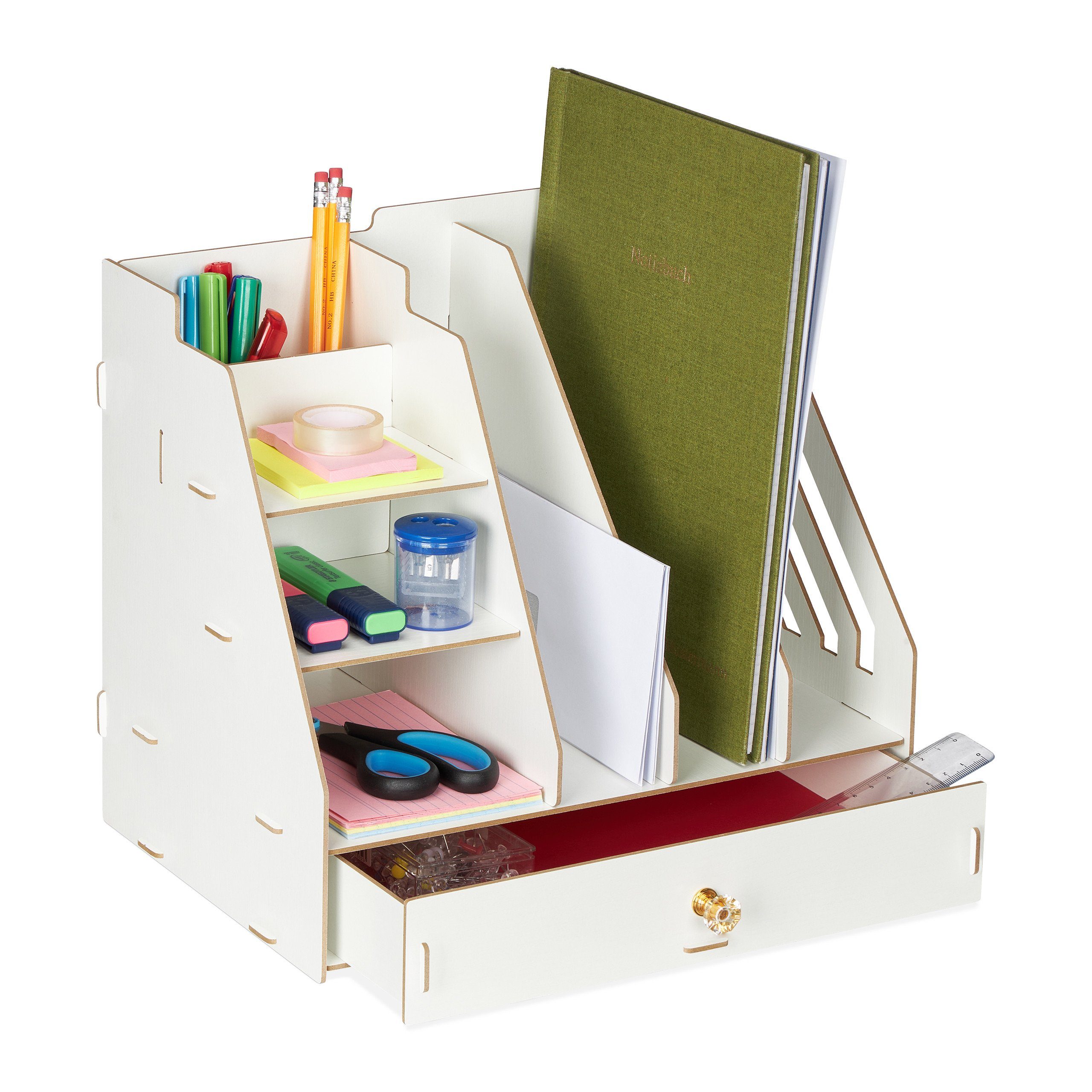 relaxdays Офисные папки Schreibtisch-Organizer mit Офисные папки, weiß