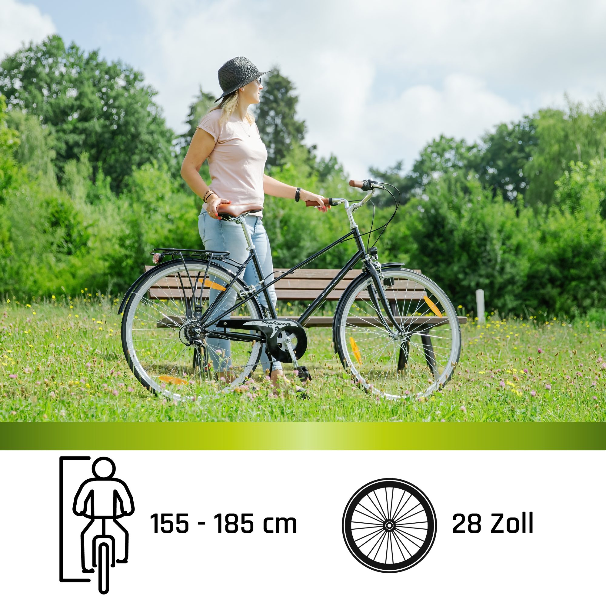 Galano Cityrad Florenz, 6 Gang, Kettenschaltung, Galano Florenz 28 Zoll 155-185cm Cityrad 6 Gänge retro Fahrrad V-Brake