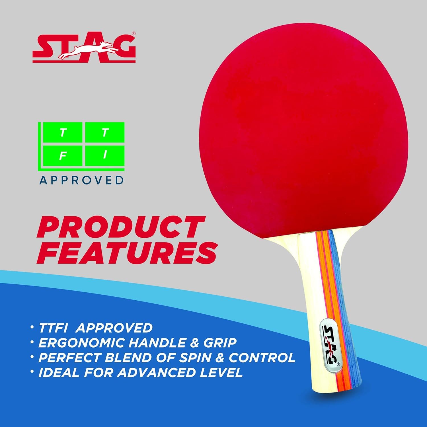 STAG ICONIC PRIVATE LIMITED Tischtennisschläger Iconic Tournament Professionelles Tischtennis-Set (Für Männer und Jungen, All-in-One-Spielset), Geringes Gewicht und bequemer Griff