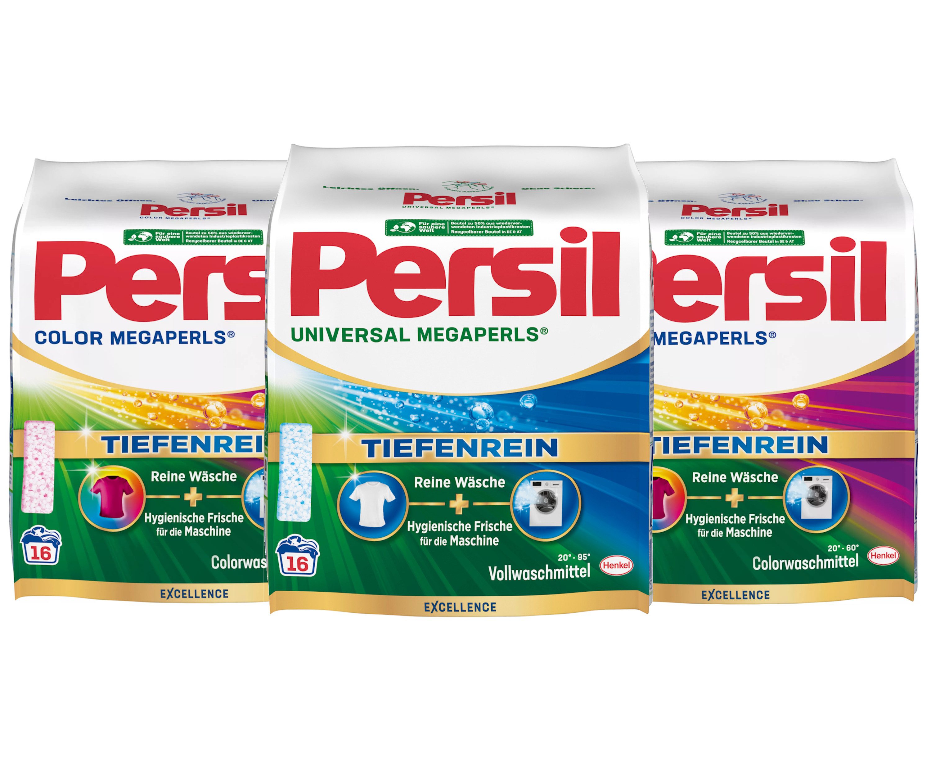 Persil 1x Megaperls Universal 16WL & 2x Color Megaperls 16WL Vollwaschmittel