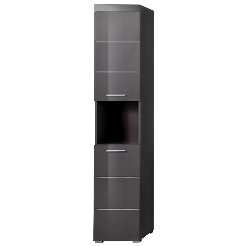 trendteam Hochschrank Amanda Highboard Regal Multifunktionsschrank Standschrank Grau 37x190x31cm – Bild 2 von 4