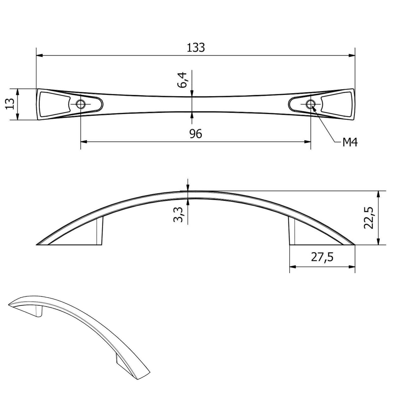 SO-TECH® Möbelgriff Bügelgriff Blackline X schwarz matt - incl. Schrauben – Bild 5 von 5