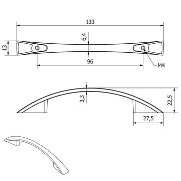 SO-TECH® Möbelgriff Bügelgriff Blackline X schwarz matt - incl. Schrauben