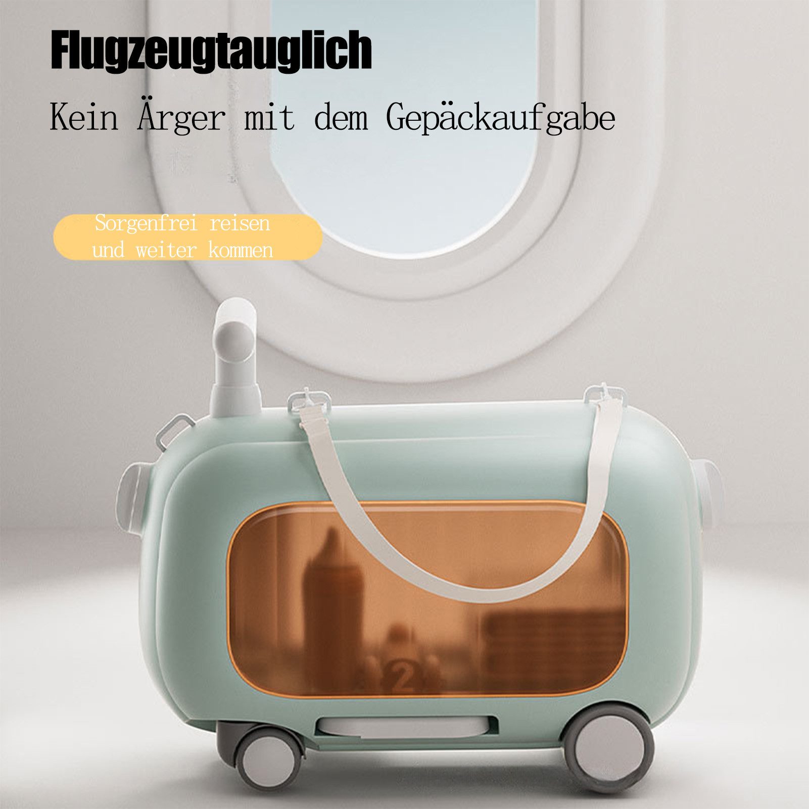 Jumpeak Kinderkoffer Kinderkoffer zum Draufsitzen,Kinderkoffer Mädchen/Jungs,mit Rollen, 4 Rollen, Kinderkoffer zum Sitzen und Ziehen,Großer Stauraum,Klappbare Fußstütze