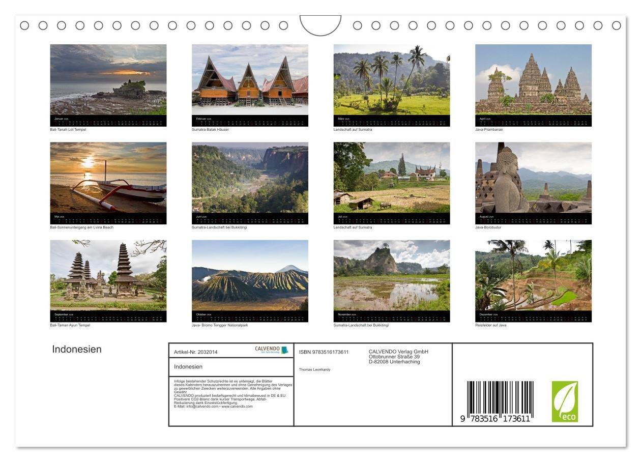 Thumbnail - CALVENDO Wandkalender Indonesien (Wandkalender 2026 DIN A4 quer), CALVENDO Monatskalender