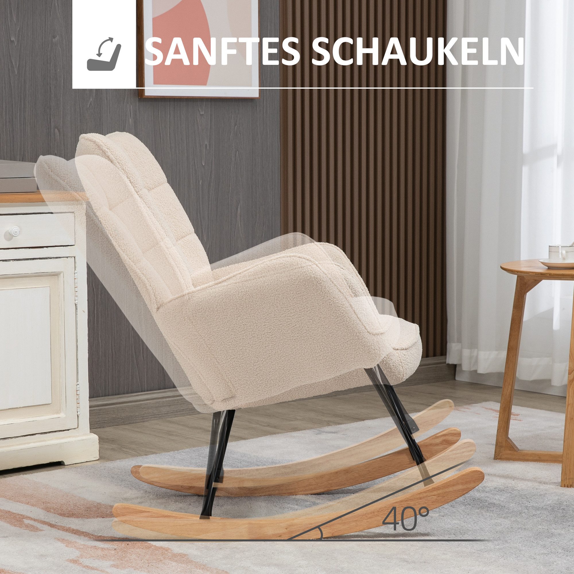 furnicato Schaukelstuhl Retro Massivholz Sessel Relaxsessel 98x71x101 (1 St)