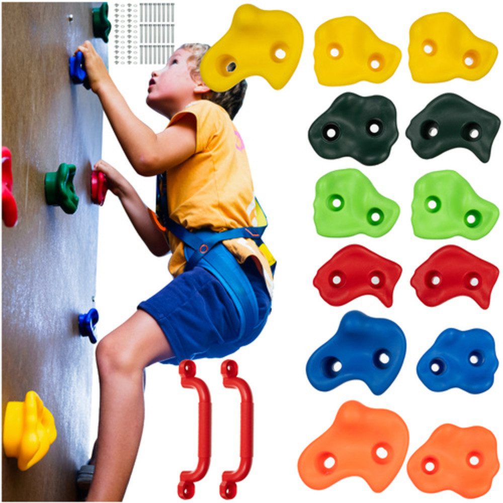 KRUZZEL Klettergriff Bouldern Klettersteine Kletterset (Spar-Set, witterungsbeständig), UV-beständige Klettersteine, die weder verblassen noch spröde werden