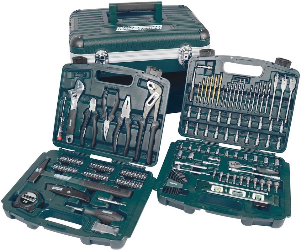 Brüder Mannesmann Werkzeuge Werkzeugset, 163-tlg., abschließbares Staufach  für Elektrowerkzeuge