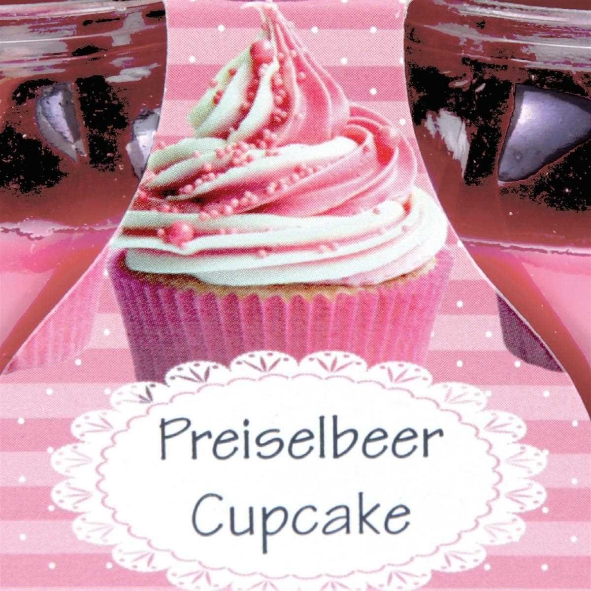 HS Candle Duftkerze im Glas Set (2-tlg), Preiselbeer Cupcake, Duftnote fruchtig & süß, Ø6x6cm, 18h Brenndauer – Bild 5 von 5