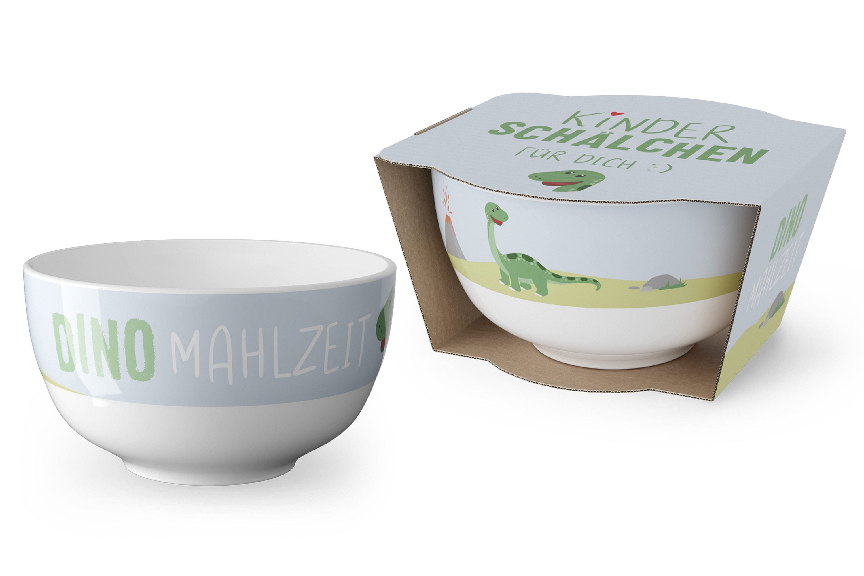 La Vida Schüssel Kinder Müsli-Dessert-Salat-Schale Schüssel Bowl la vida Geschenk Dino, Material: Porzellan