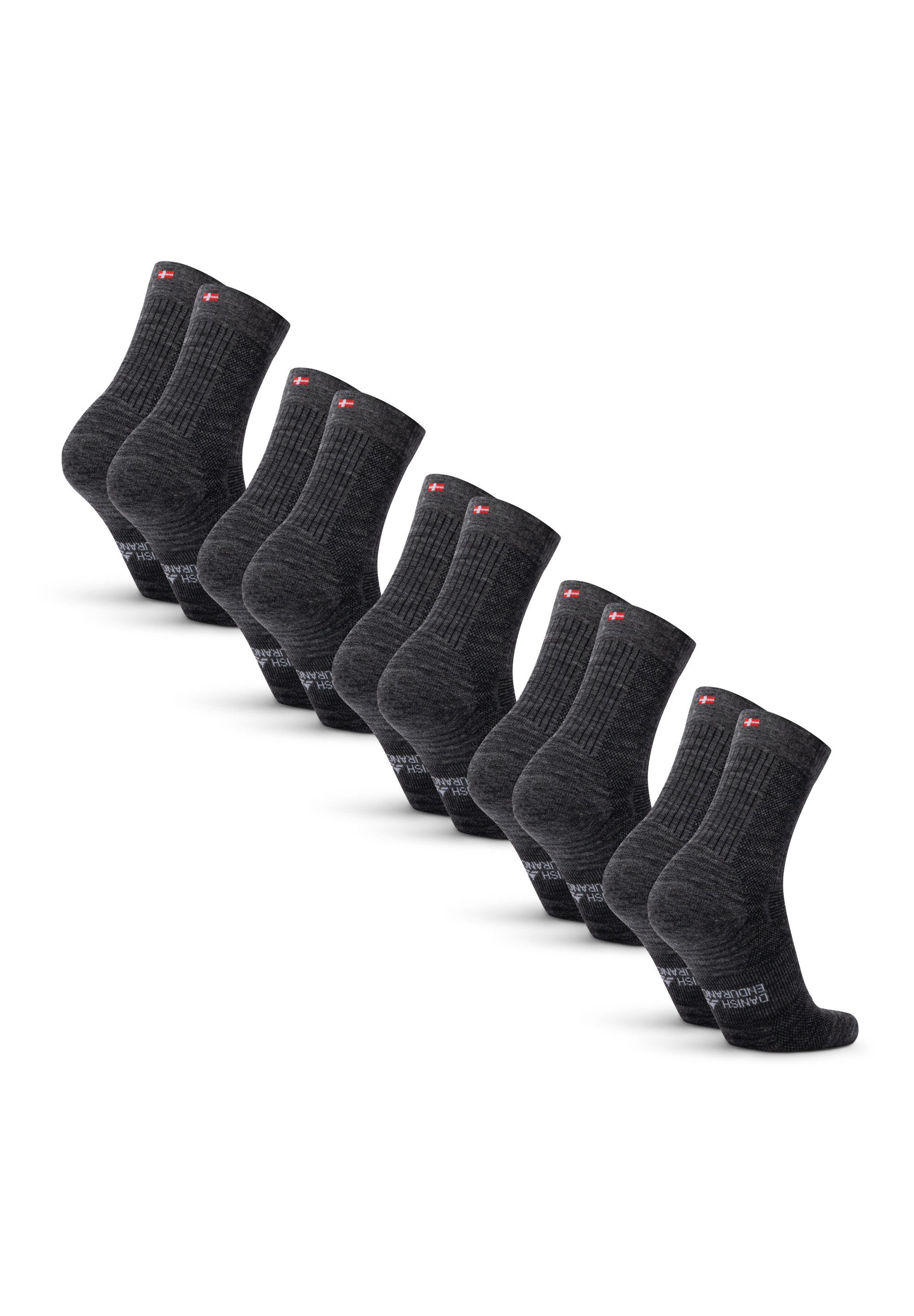 DANISH ENDURANCE Basicsocken Merino Hiking Light (5-Paar) Leicht & gepolstert, Anti-Blasen Socken, Ideal zum Wandern