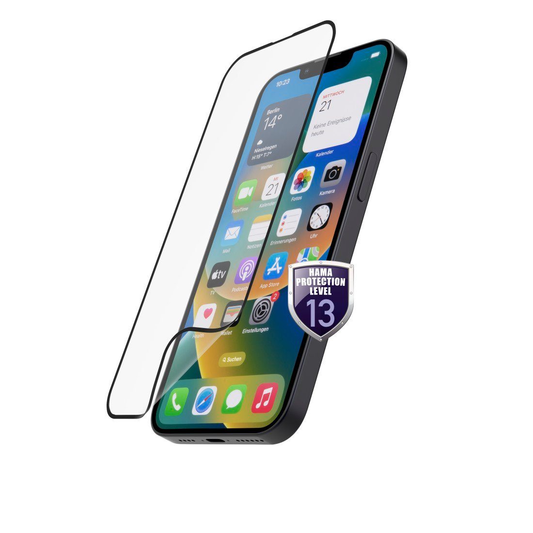 Hama Panzerglas Hiflex Eco für Apple iPhone 13, 13 Pro, 14, Full-Cover für Apple iPhone 13/13 Pro/14, Displayschutzglas