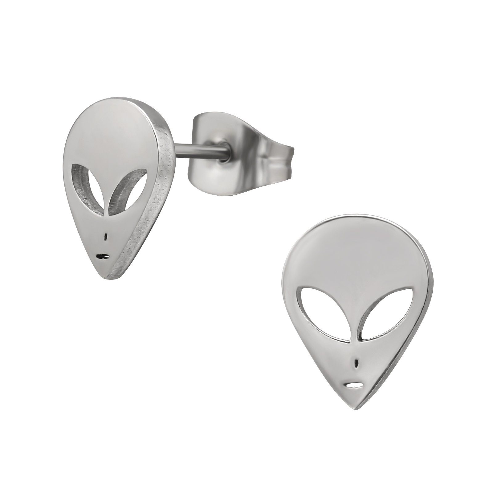 (1 aus Ohrstecker Ohrringe BUNGSA Alien Ohrstecker-Set (2 Ohrschmuck 2-tlg), Silber Unisex Stück), Paar Edelstahl