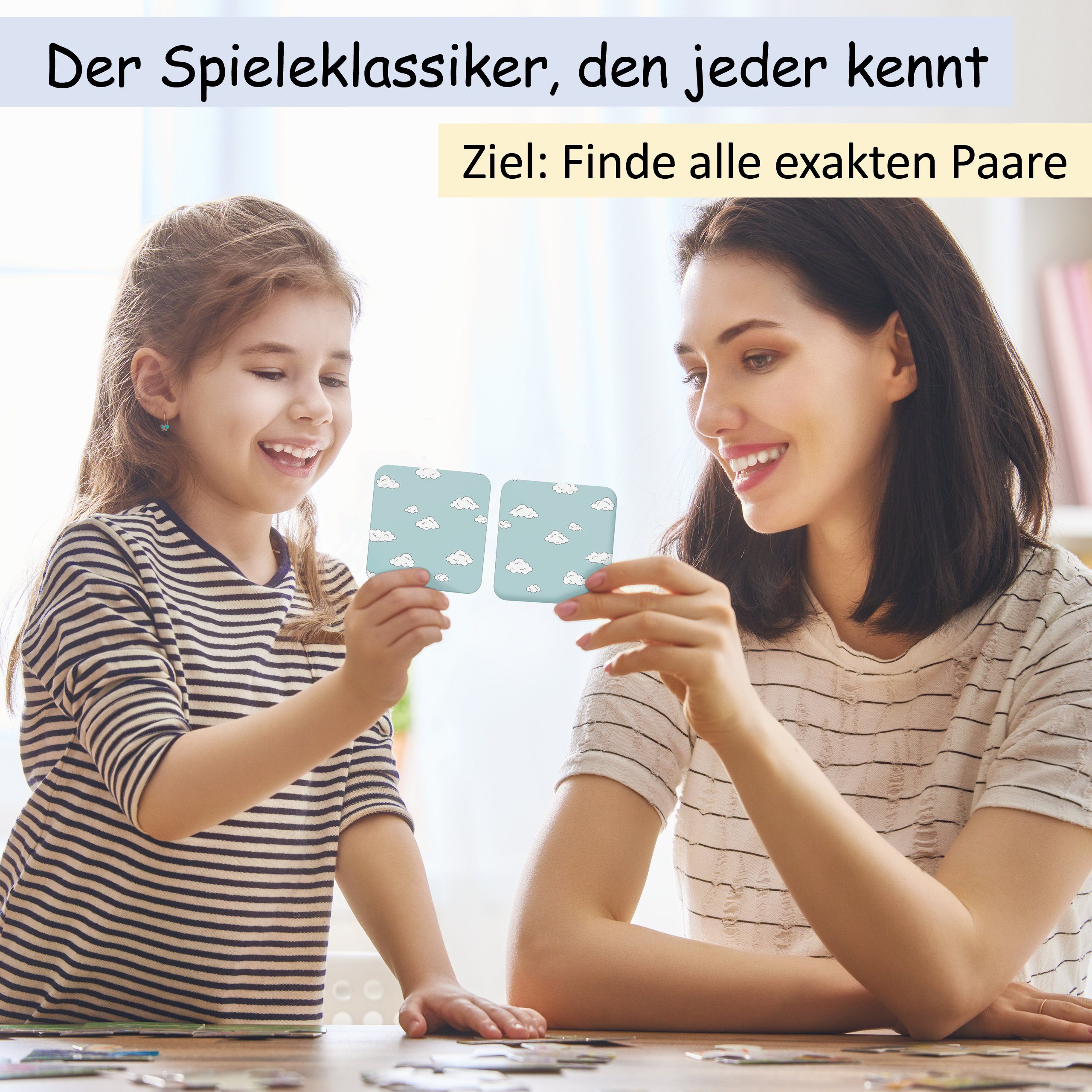 GLÜCKSWOLKE Spiel für Kinder ab 2 - 6 Jahre I Montessori Spielzeug fördert Konzentration, Kinderspiel, Lernspiel mit 7 Schwierigkeitsstufen I Kinderspielzeug (40 Karten) Neu