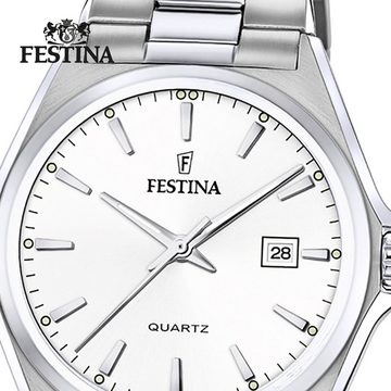 Festina Quarzuhr Festina Herrenuhr Klassik, Herren Armbanduhr rund, Edelstahlarmband silber, Casual