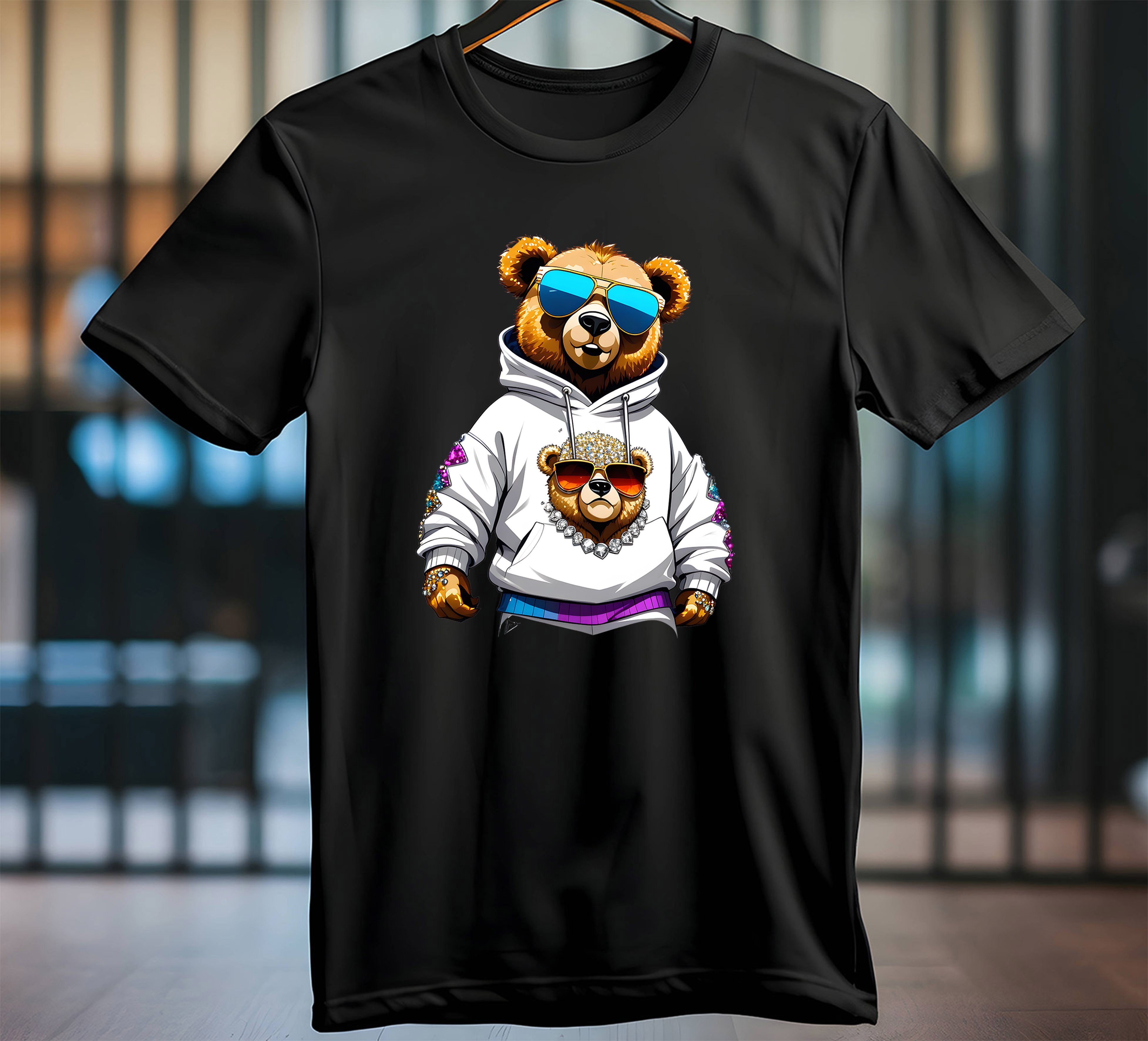 Banco Rundhalsshirt Premium T-Shirt mit coolen Bärenaufdruck Herren Rundhals Herren Premium T-Shirt