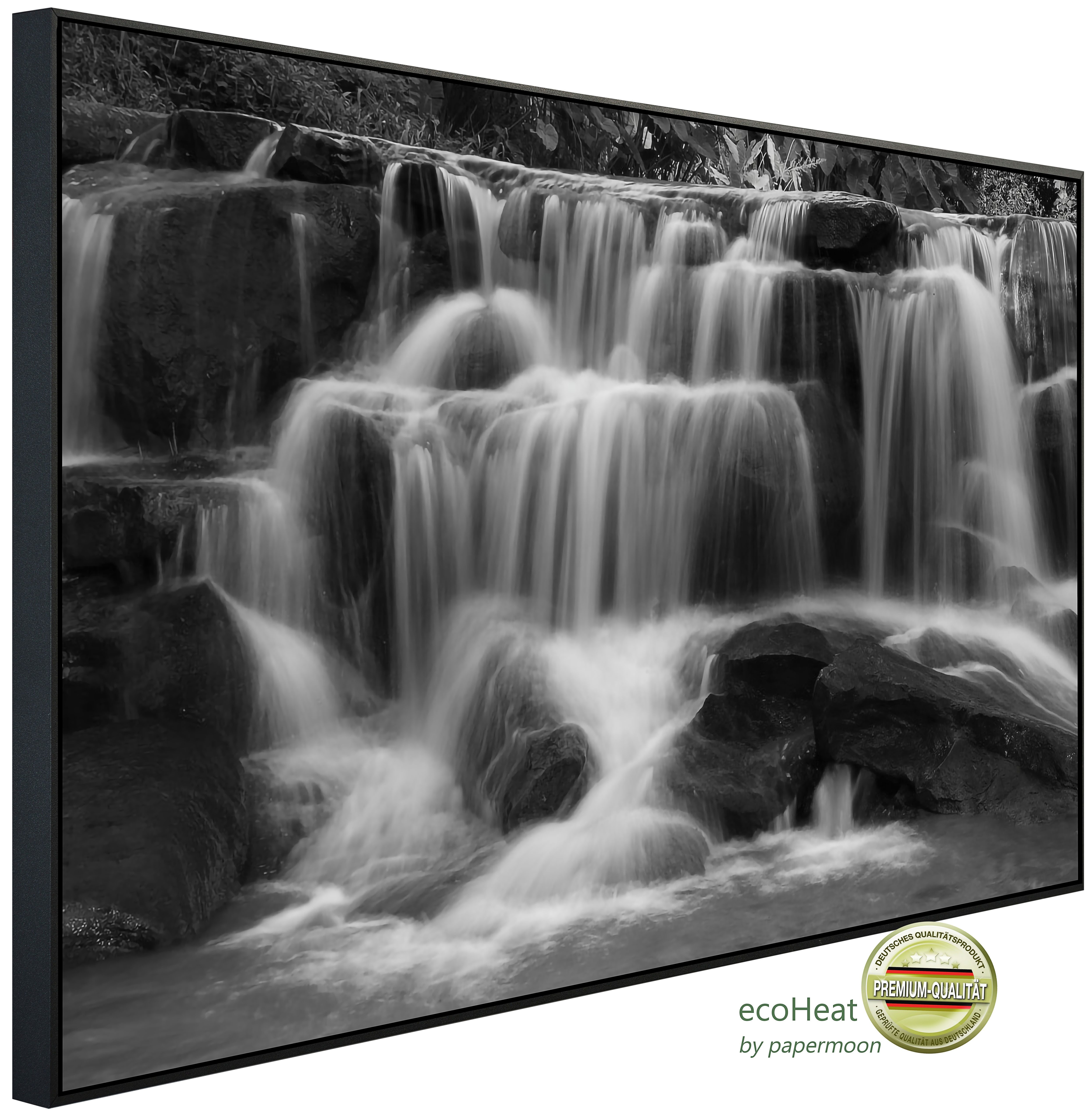 Infrarotheizung INFRAROT-BILD-HEIZUNG, Wasserfall Schwarz & Weiß