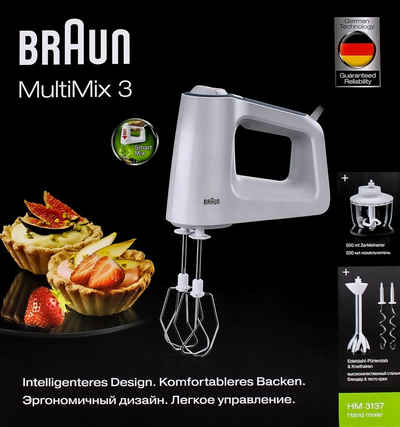 Braun Handmixer HM3137WH MultiMix 3 Handmixer-Set weiß