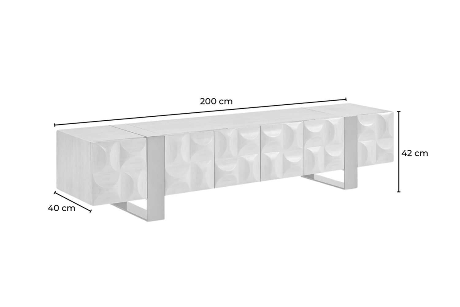 KAWOLA TV-Board, TV-Board 4 Türen Ulme grau 200/42/40 cm (B/H/T)