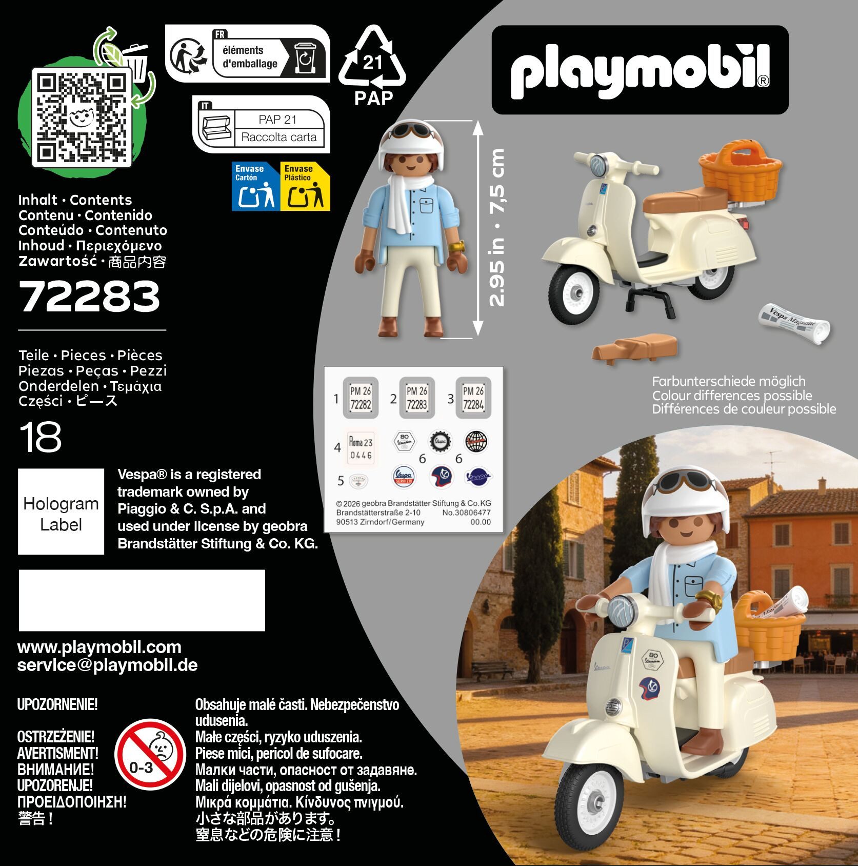 Playmobil® 80 Jahre Vespa: Classic Style (72283), Vespa Konstruktions-Spielset, (18 St), Made in Europe – Bild 4 von 4