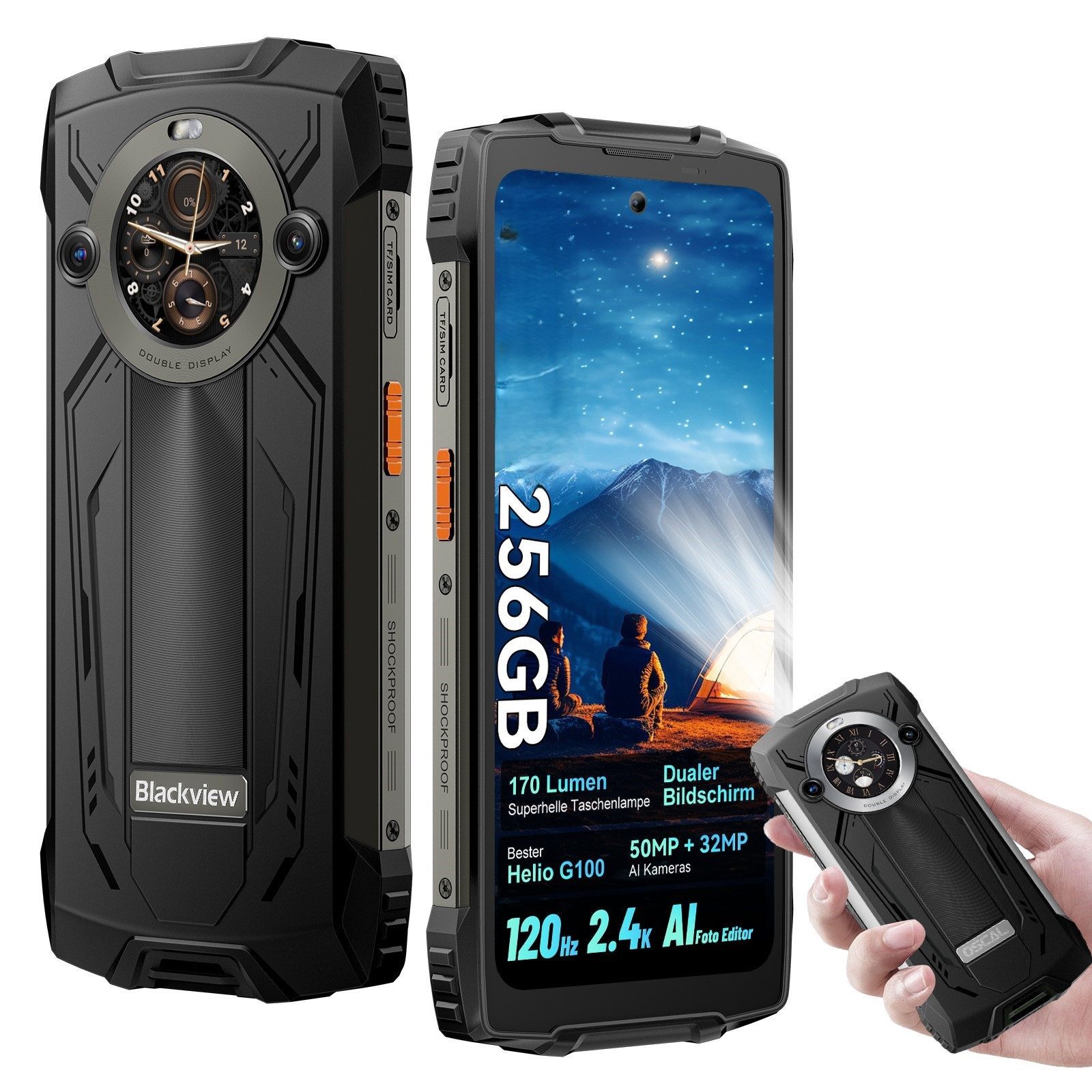BV8200 12+256GB AI Zwei Bildschirmen Ohne Vertrag Smartphone