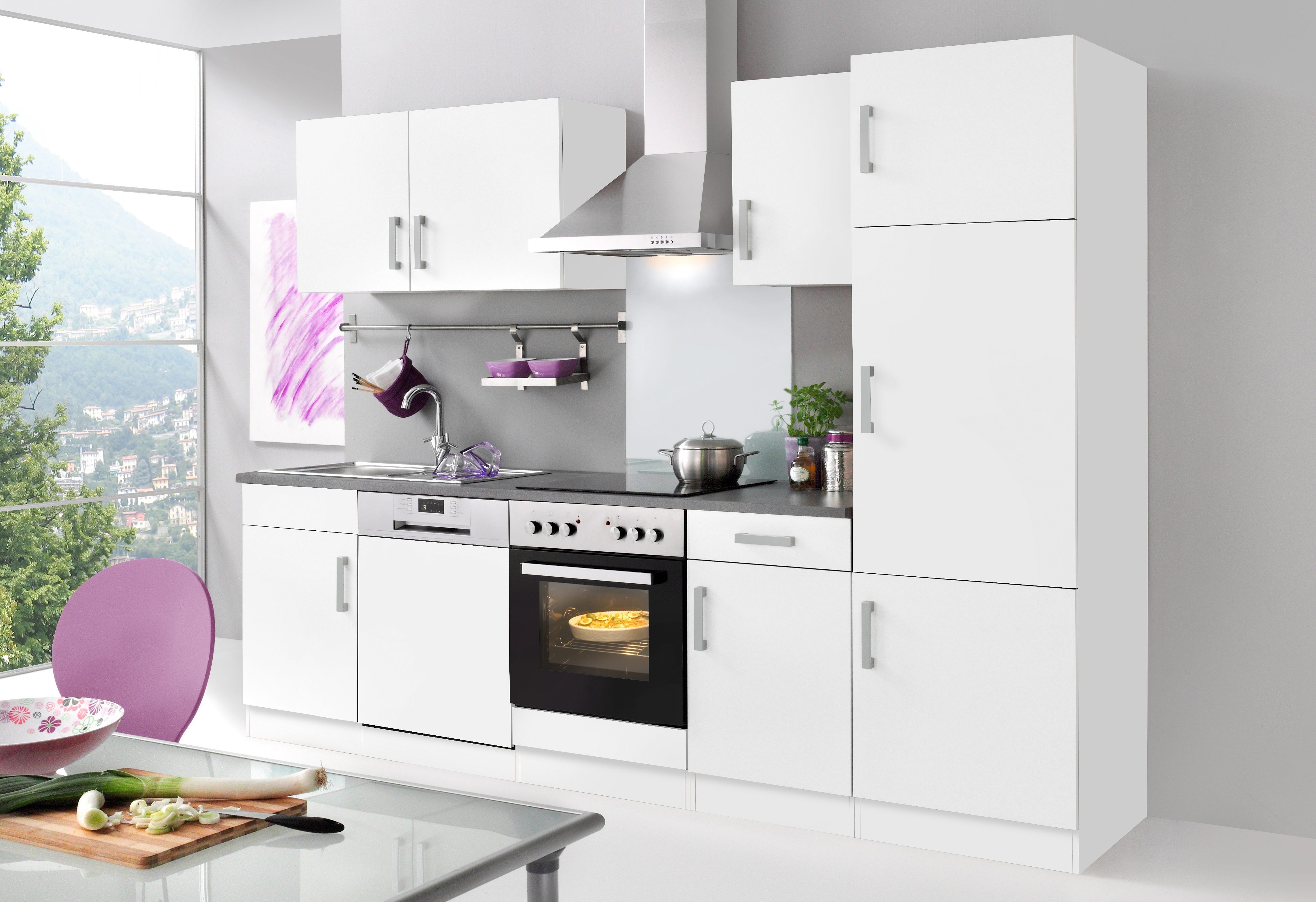 HELD MÖBEL Küchenzeile Toronto, mit E-Geräten, Breite 280 cm weiß/anthrazit | Küchenzeilen mit Geräten