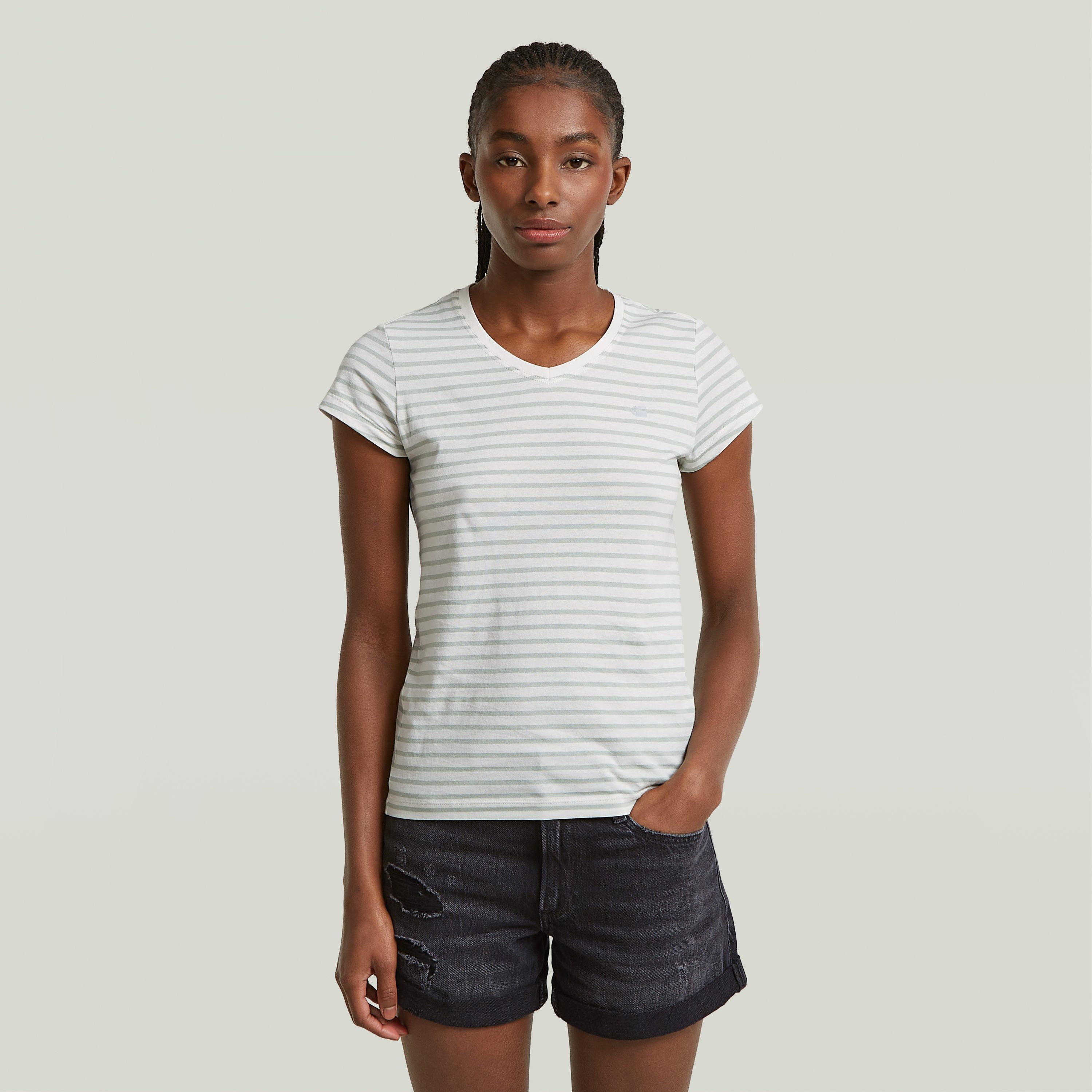 G-STAR V-Shirt Eyben mit Label