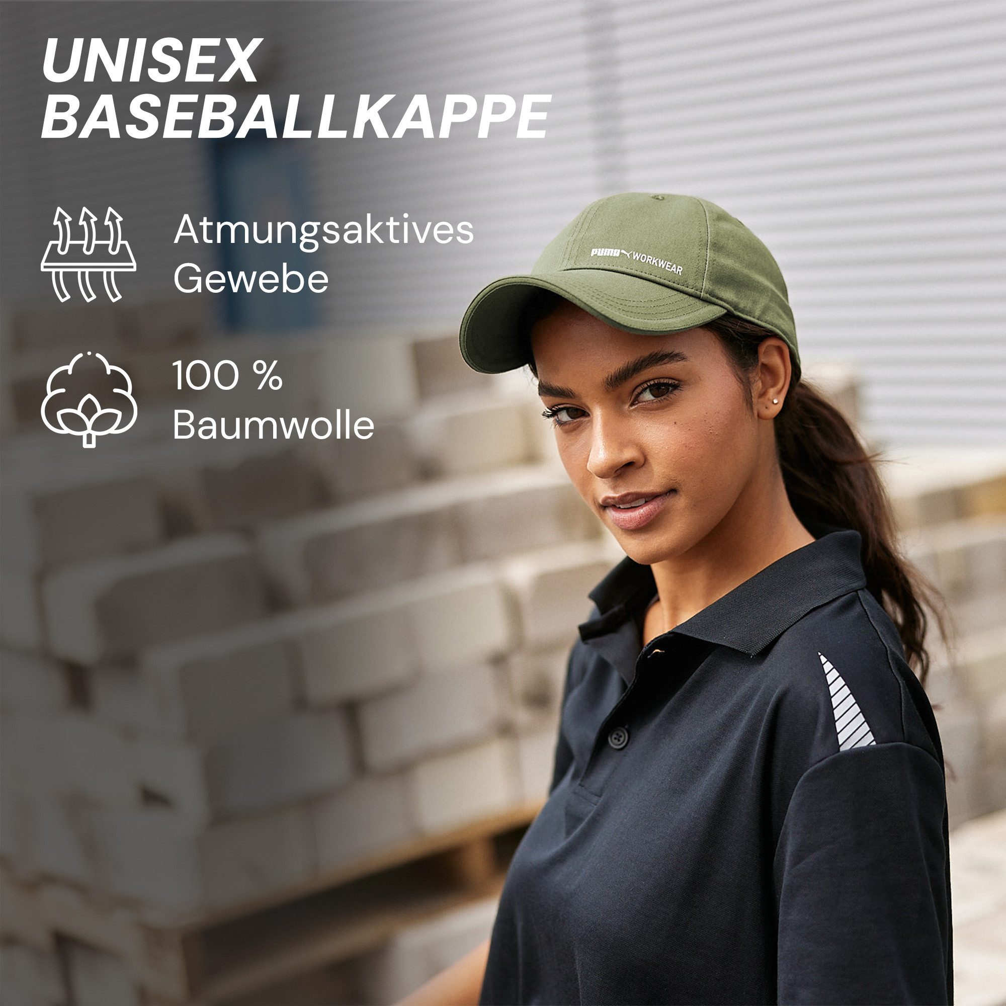 PUMA Workwear Baseball Cap Unisex Mütze mit Logo - Größenverstellbar - 100% Baumwolle Zeitloses Design - Fester Schirm - für Arbeit und Freizeit