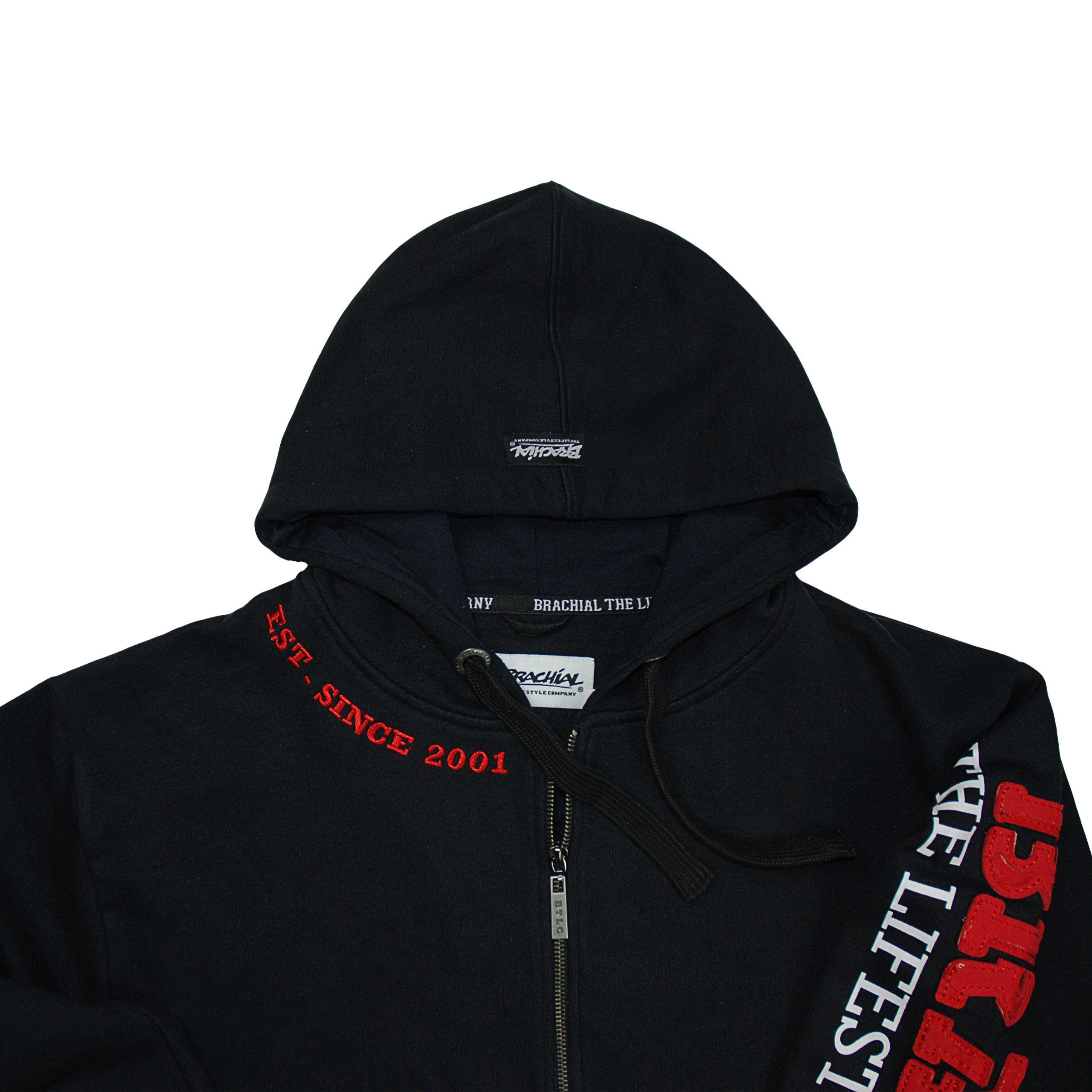 BRACHIAL THE LIFESTYLE COMPANY Kapuzensweatjacke Brachial Zip-Hoody "Gym" schwarz/rot 2XL