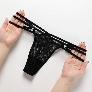 AUKUU Taillenslip Unterwäsche Unterwäsche exquisite dünne Träger ein String sexy T-Pants Spitze große Größe Schritt aus reiner Baumwolle