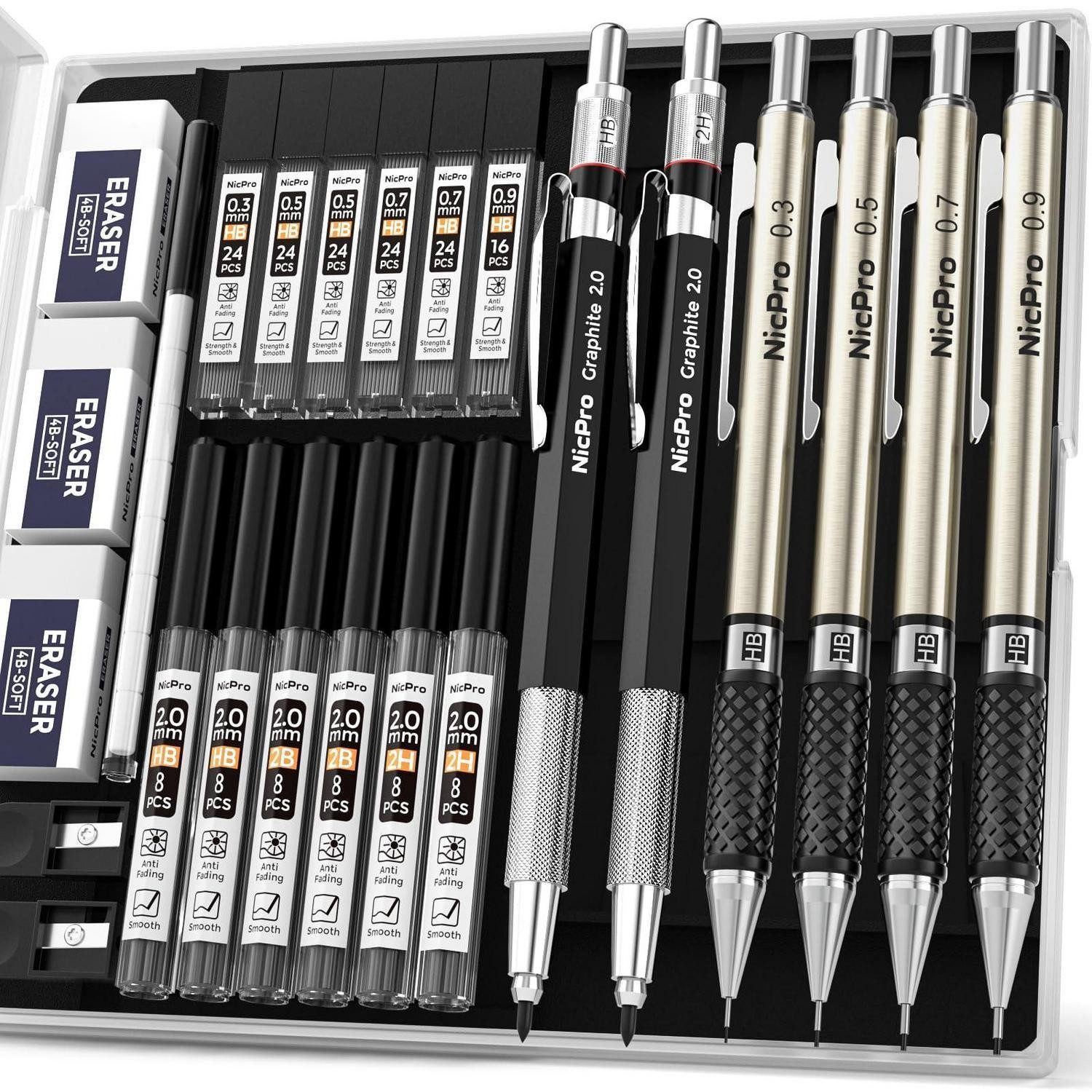 LuxusKollektion Druckbleistift Druckbleistift Set 6tlg. 4 Metall 2mm silber