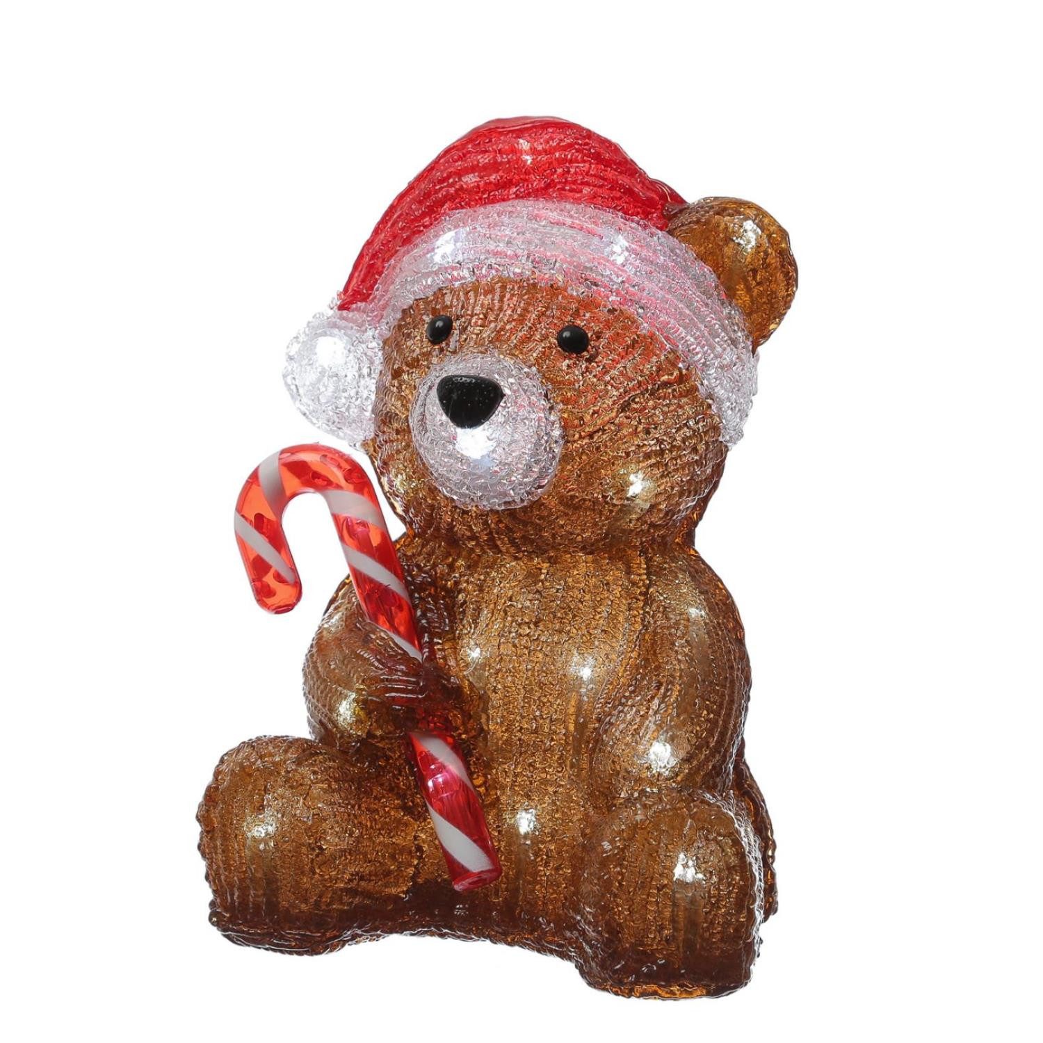 MARELIDA LED Dekofigur LED Bär mit Zuckerstange Acrylfigur Außen Weihnachts günstig online kaufen