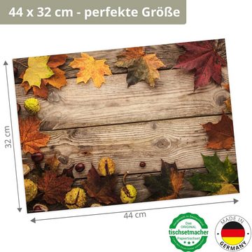 Platzset, Tischsets I Platzsets - Herbstdeko - Herbst - Ahornblätter & Kastanien, Tischsetmacher, (aus Naturpapier in Aufbewahrungsmappe, 12-St., 44 x 43 cm / bunt), Made in Germany