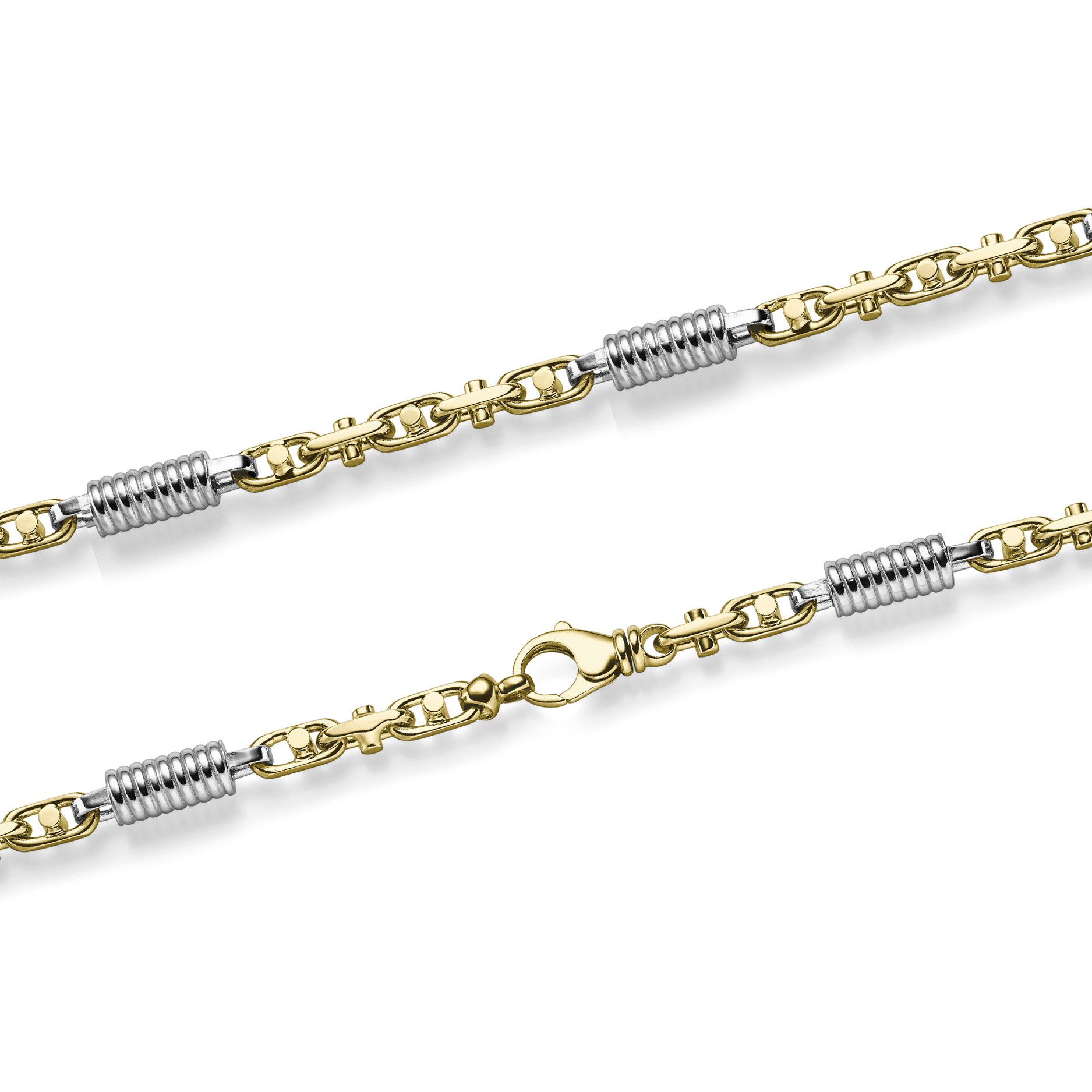 HOPLO Goldkette Goldkette Monte Carlo Kette Halskette 7,0 mm 55 cm 585-14 Karat Gold, Made in Germany