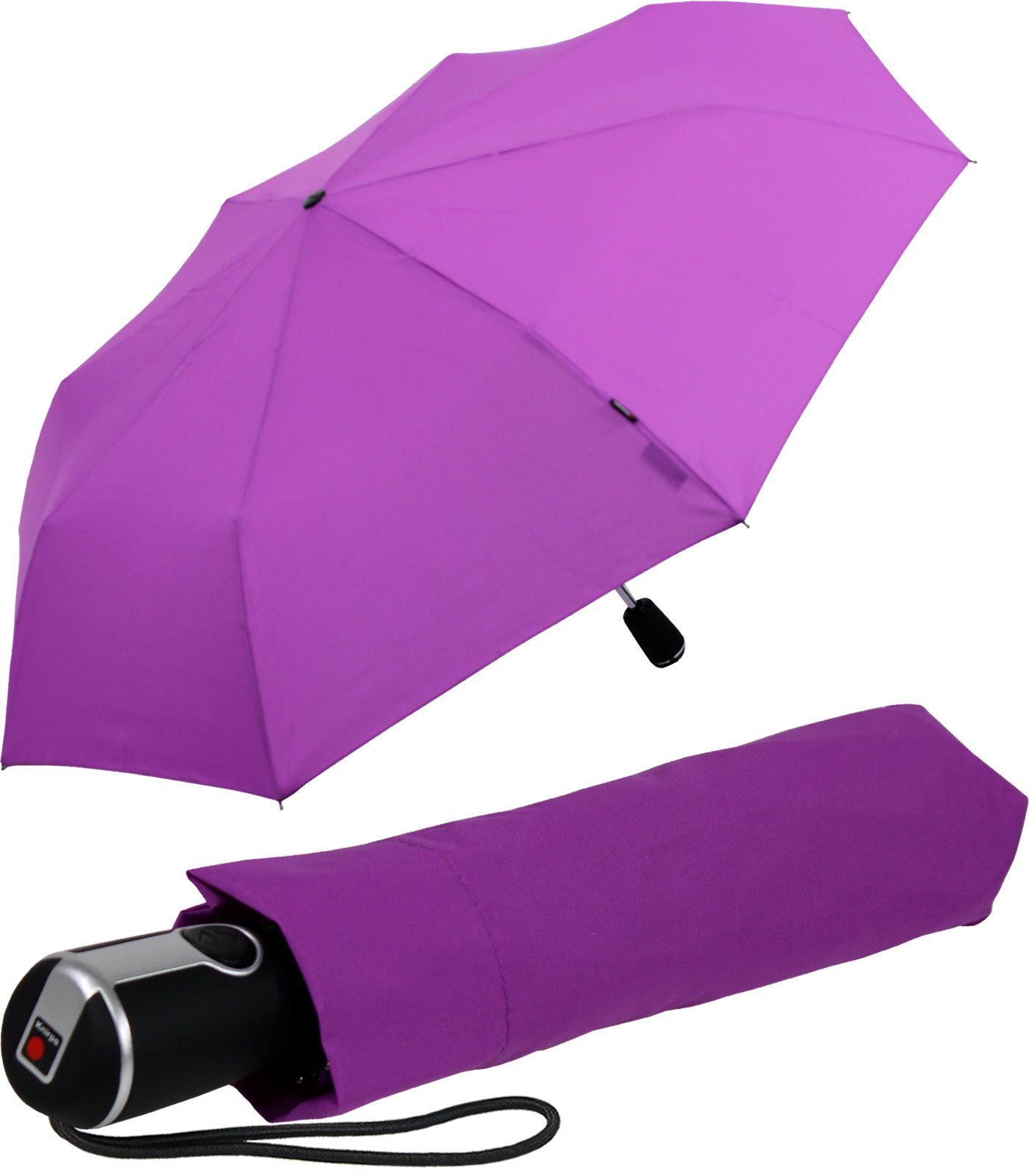 Duomatic Begleiter der mit große, Taschenregenschirm Auf-Zu-Automatik, Large Knirps® stabile lila