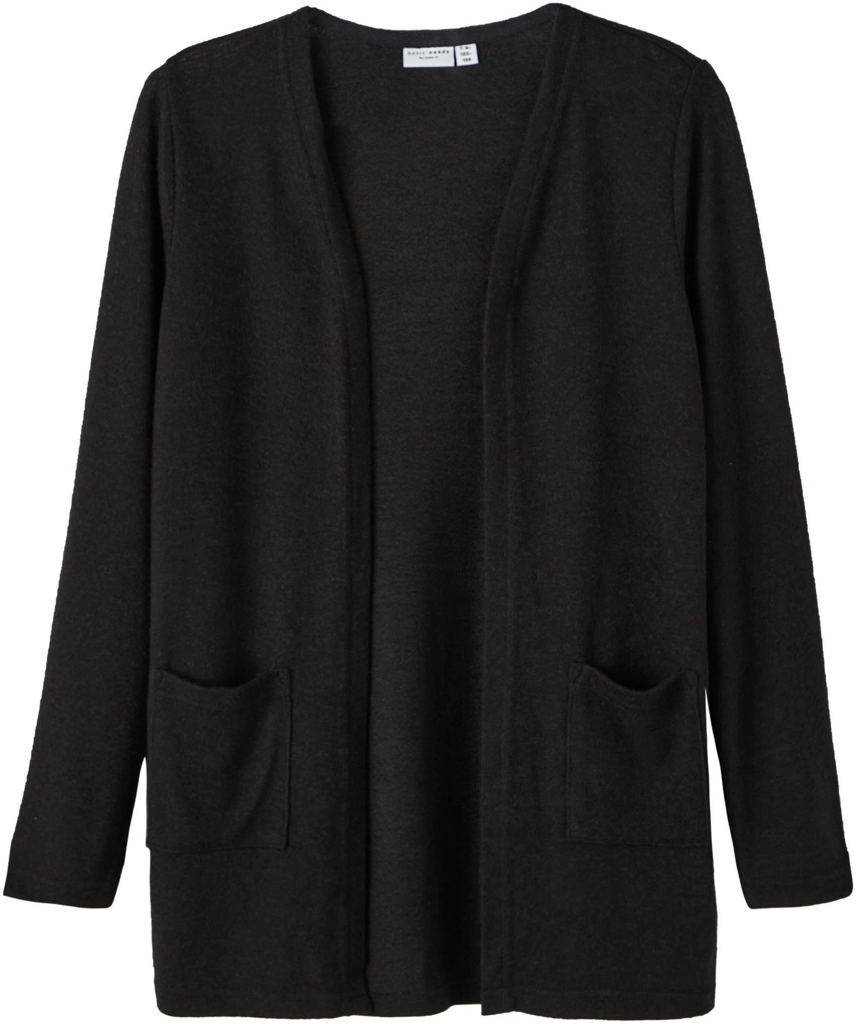 Name It Strickjacke NKFVICTI – Cardigan ohne Verschluss aus Feinstrick unifarben, casual, regular fit, Feinstrick, V-Ausschnitt