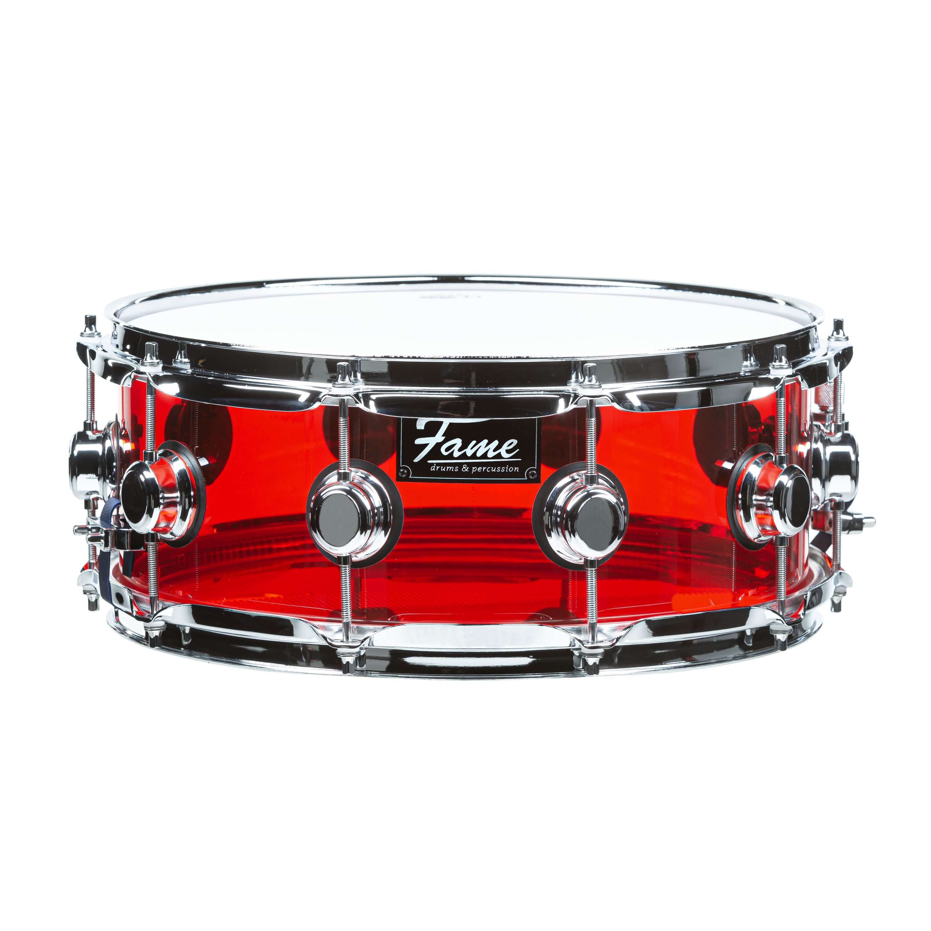 FAME Snare Drum, Schlagzeuge, Snare Drums, Crystallica Snare 14"x5,5" Red Acryl - Snare Drum